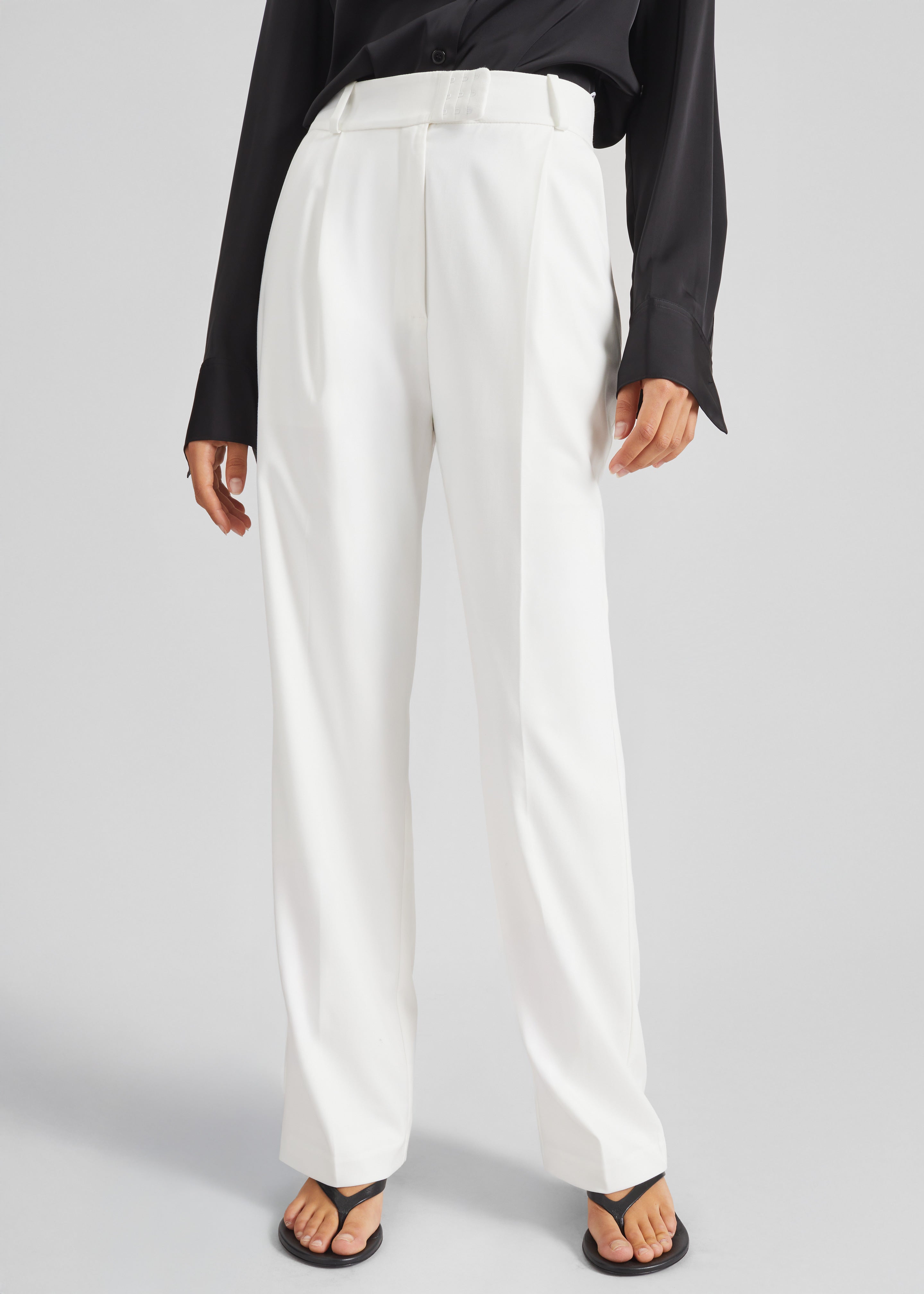 Bevza High-Waisted Trousers - White - 2
