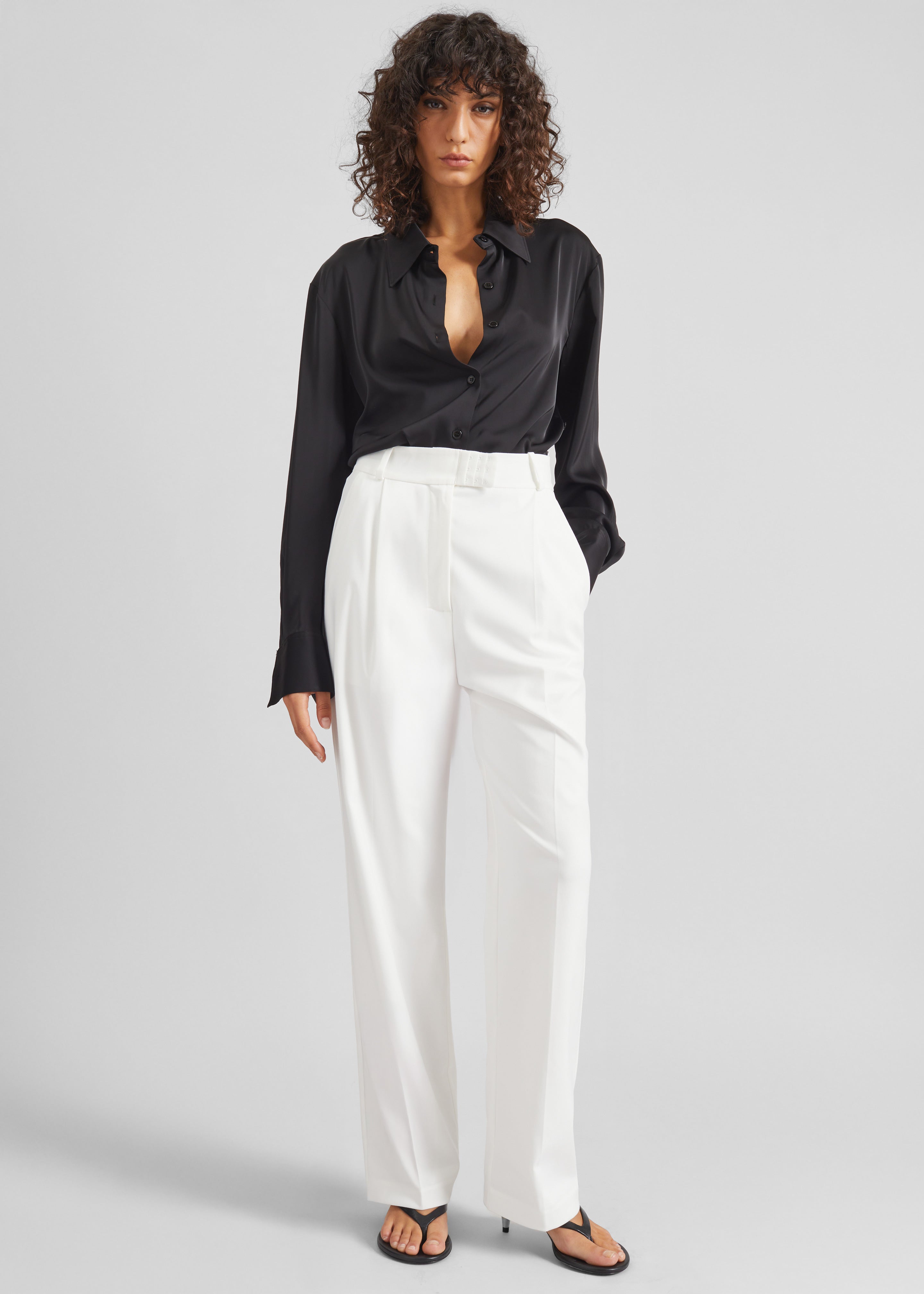 Bevza High-Waisted Trousers - White - 5