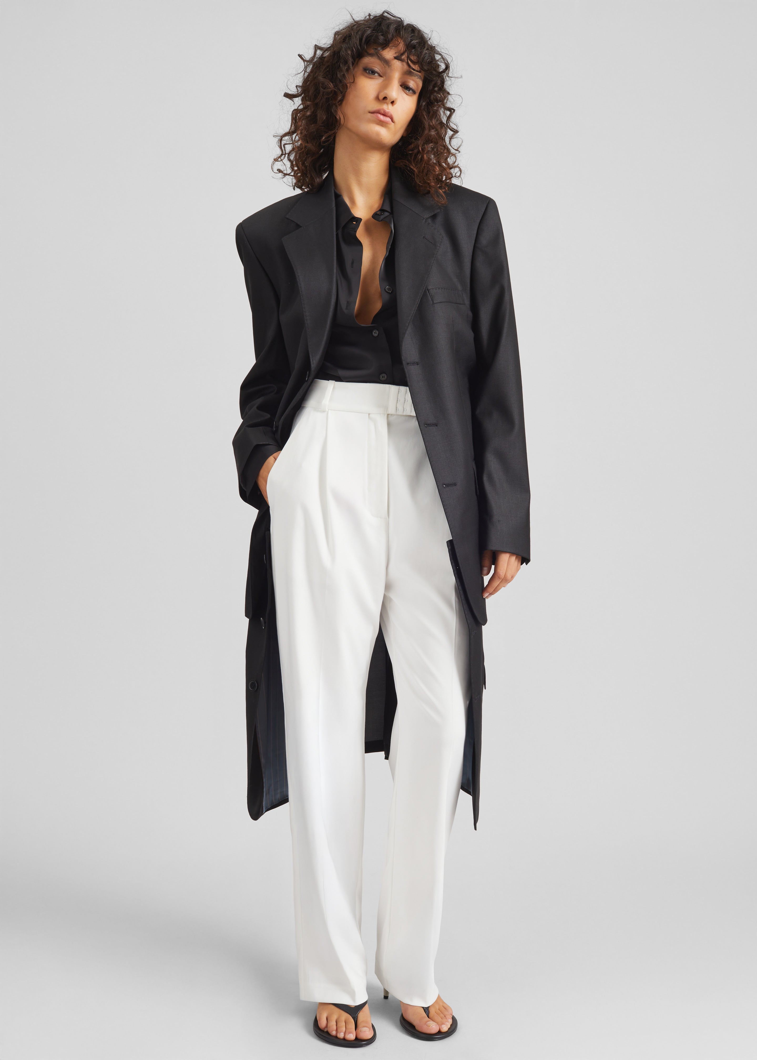 Bevza High-Waisted Trousers - White - 1