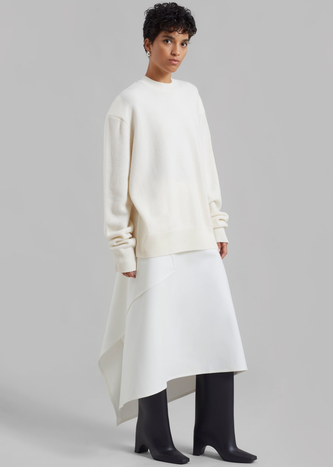 Bevza Midi Asymmetric Skirt - White - 1