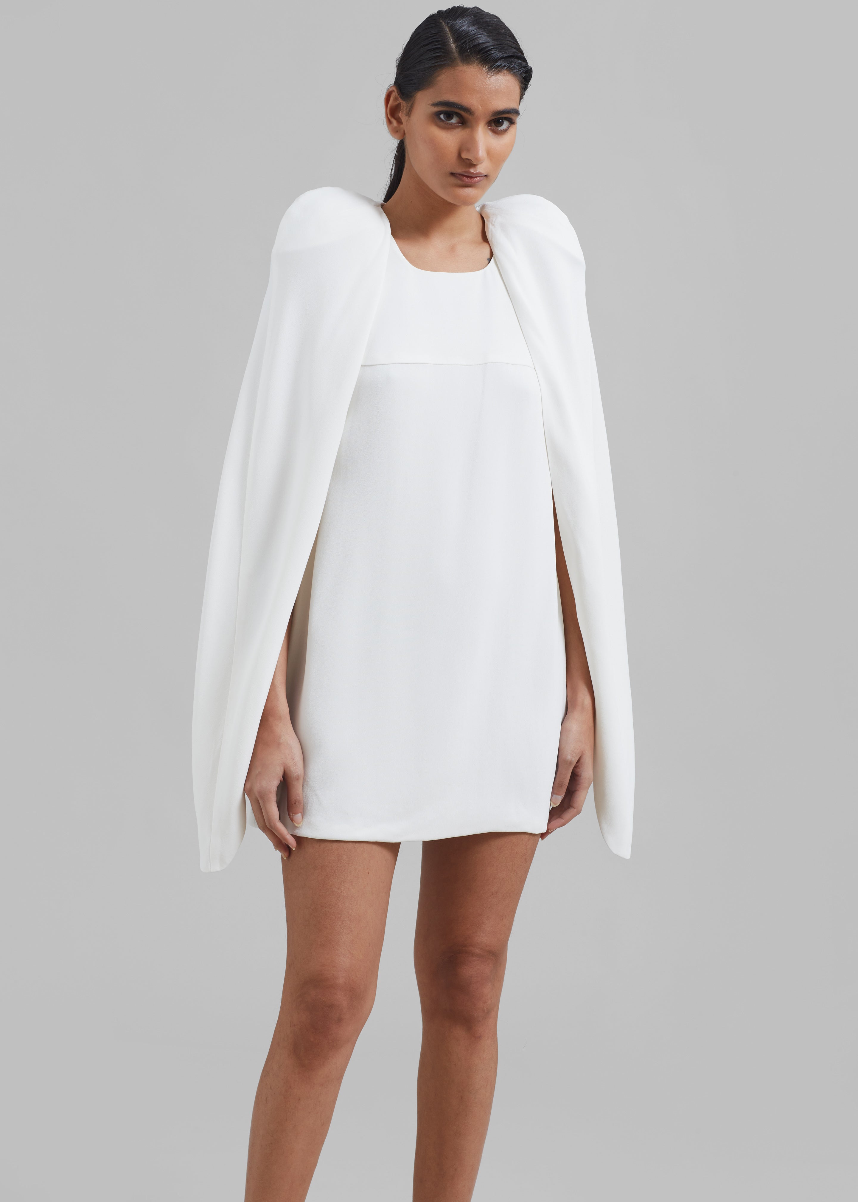 White cape outlet mini dress