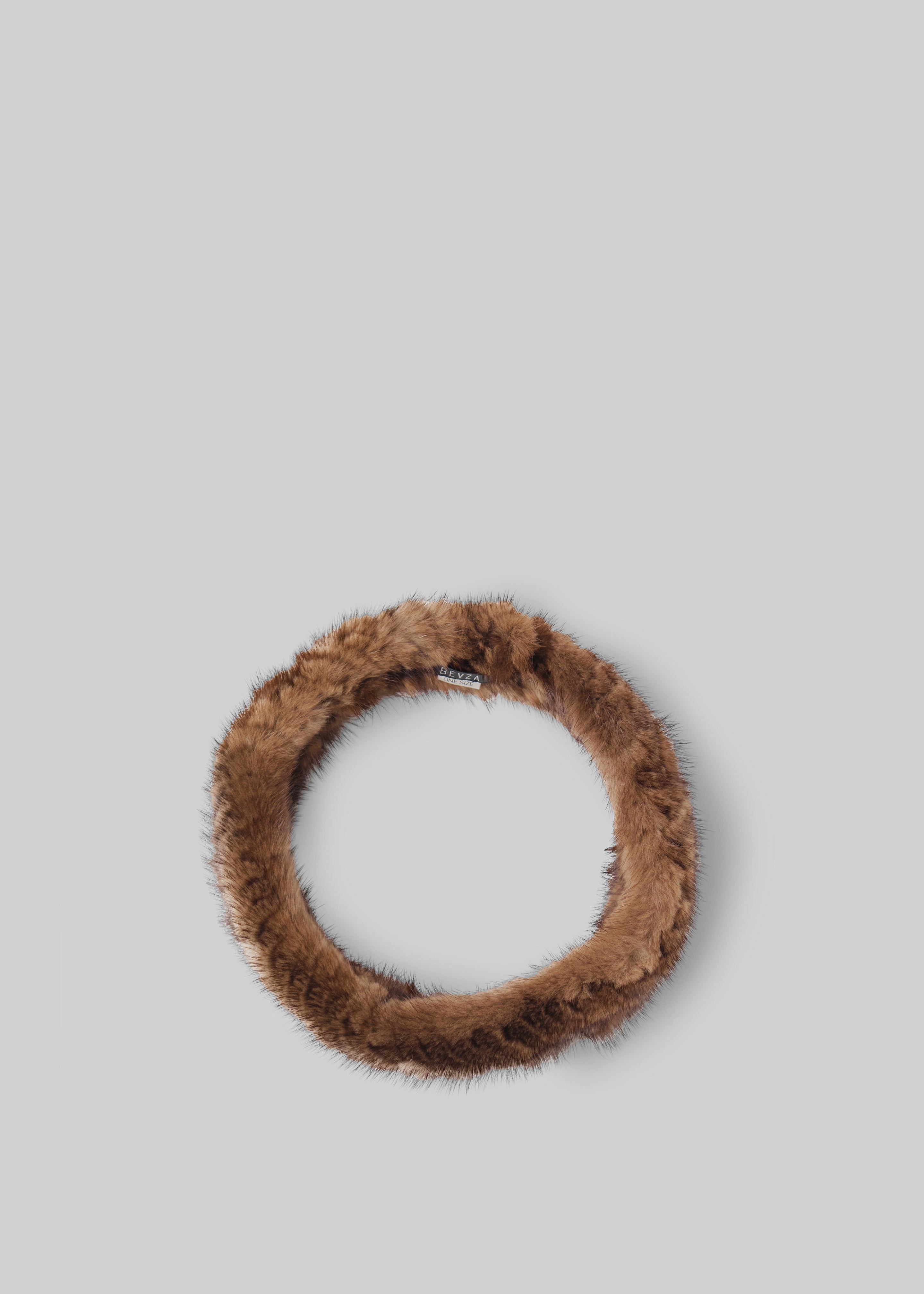 Bevza Mink Kosa Headband - Brown - 3