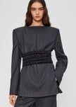 Bevza Pinstriped Blazer - Dark Grey