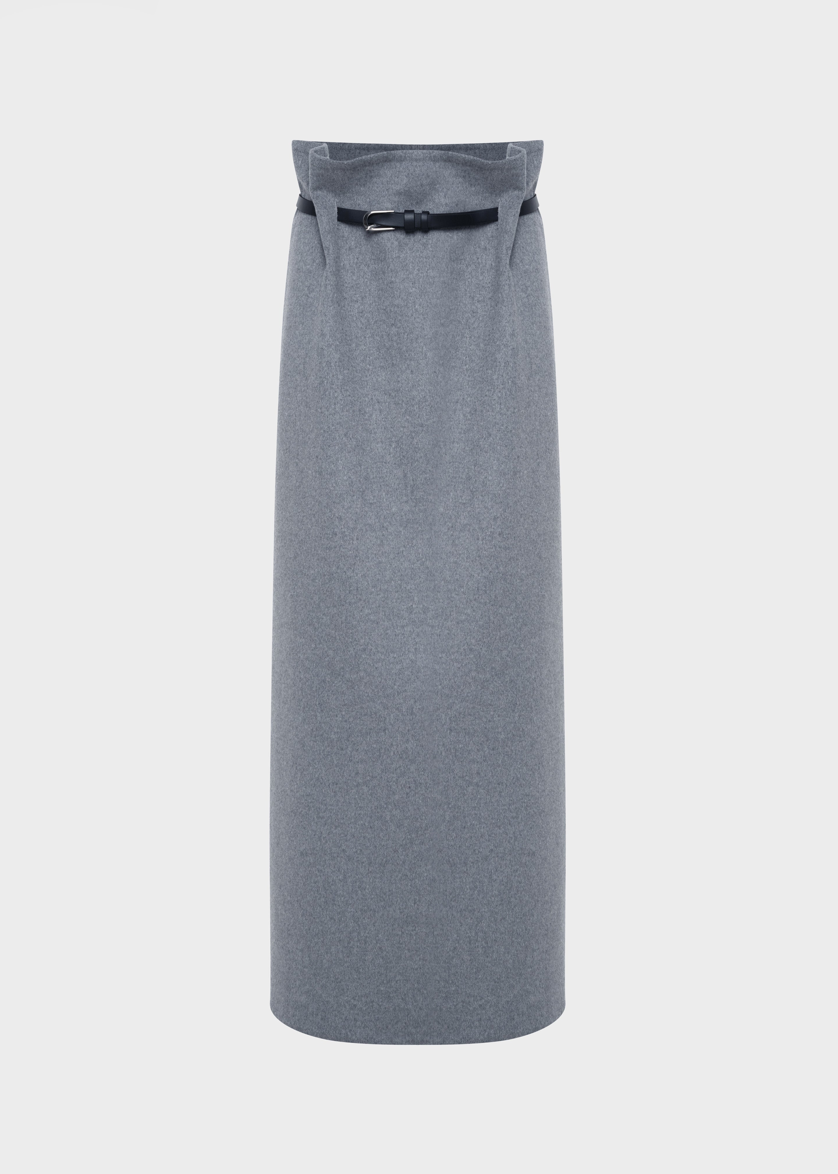 Bevza Rectangular Wool Skirt - Grey - 11