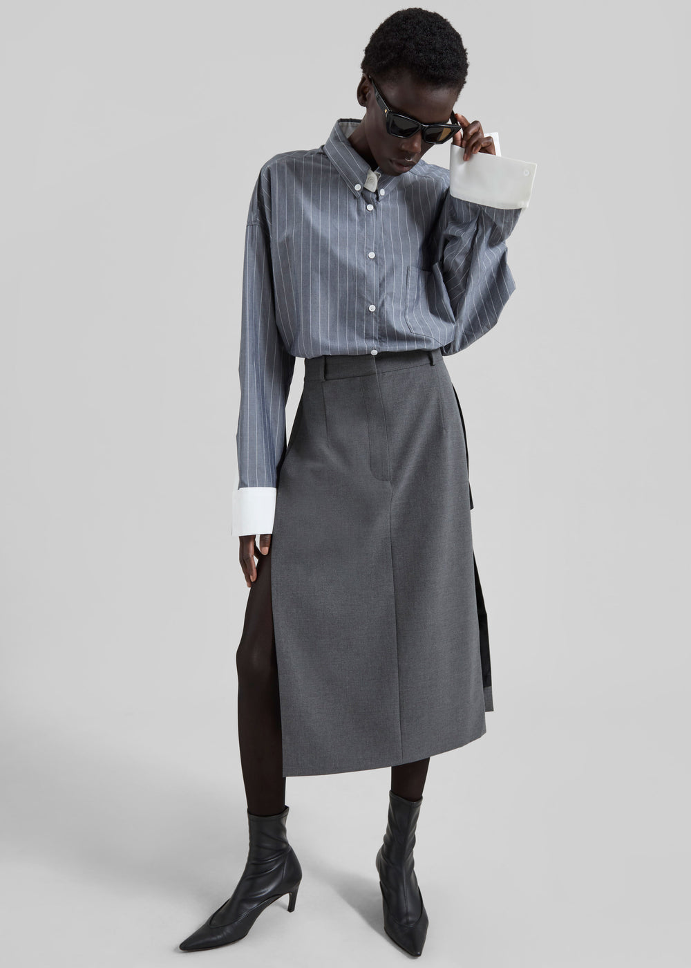 Bevza Skirt With Slits - Dark Grey - 1