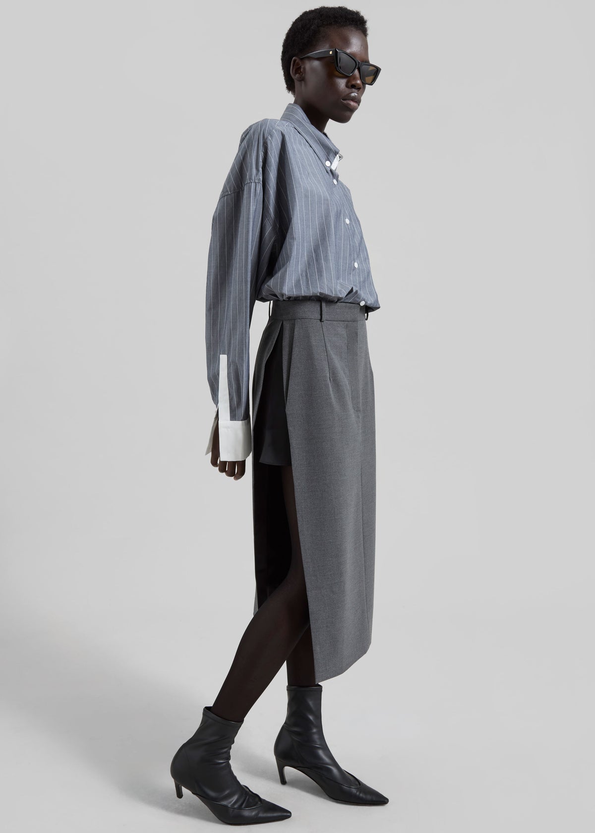 Bevza Skirt With Slits - Dark Grey - 4