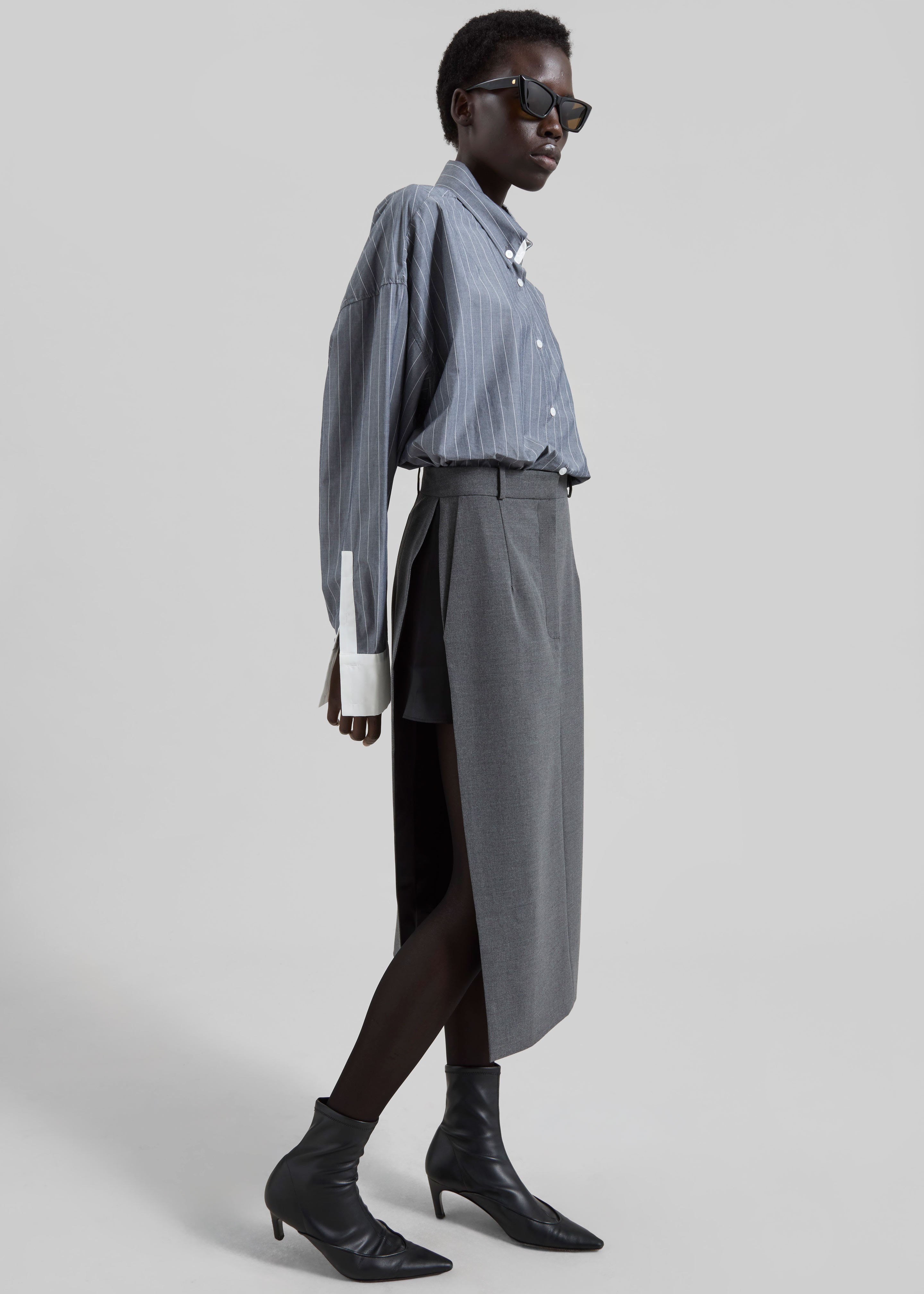 Bevza Skirt With Slits - Dark Grey - 4