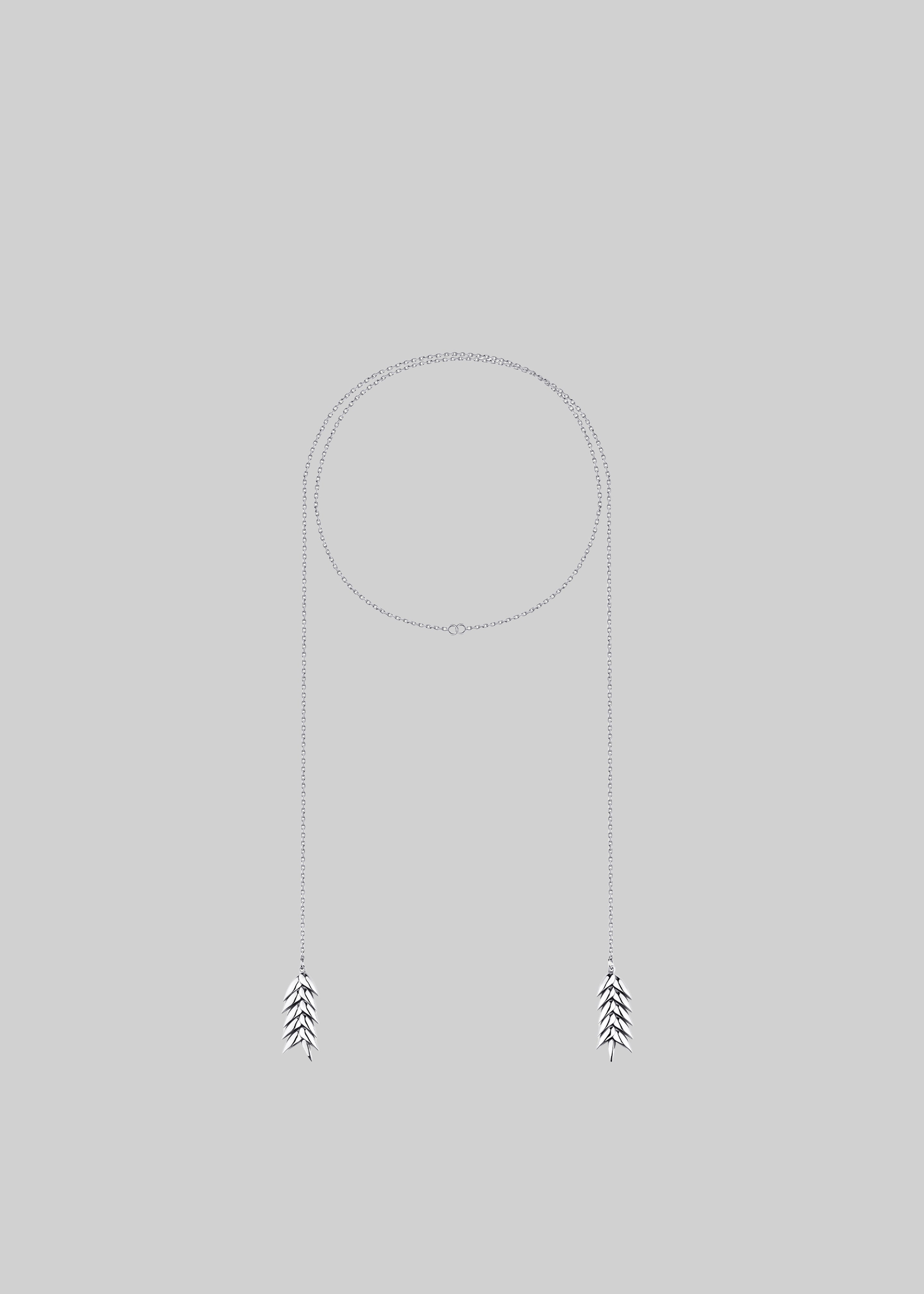 Bevza Spikelet Long Pendant - Silver - 2