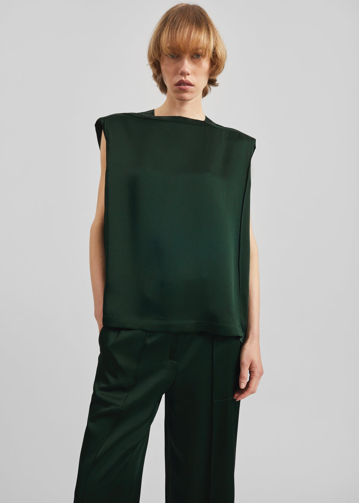Bevza Square Neck Top - Dark Green - 6