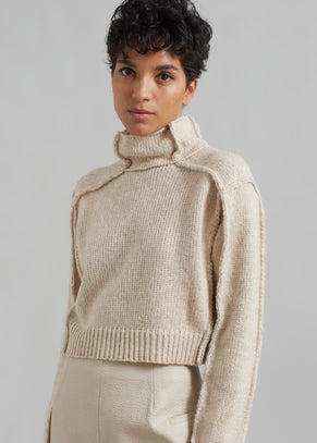 Bevza Square Sweater - Sand Beige