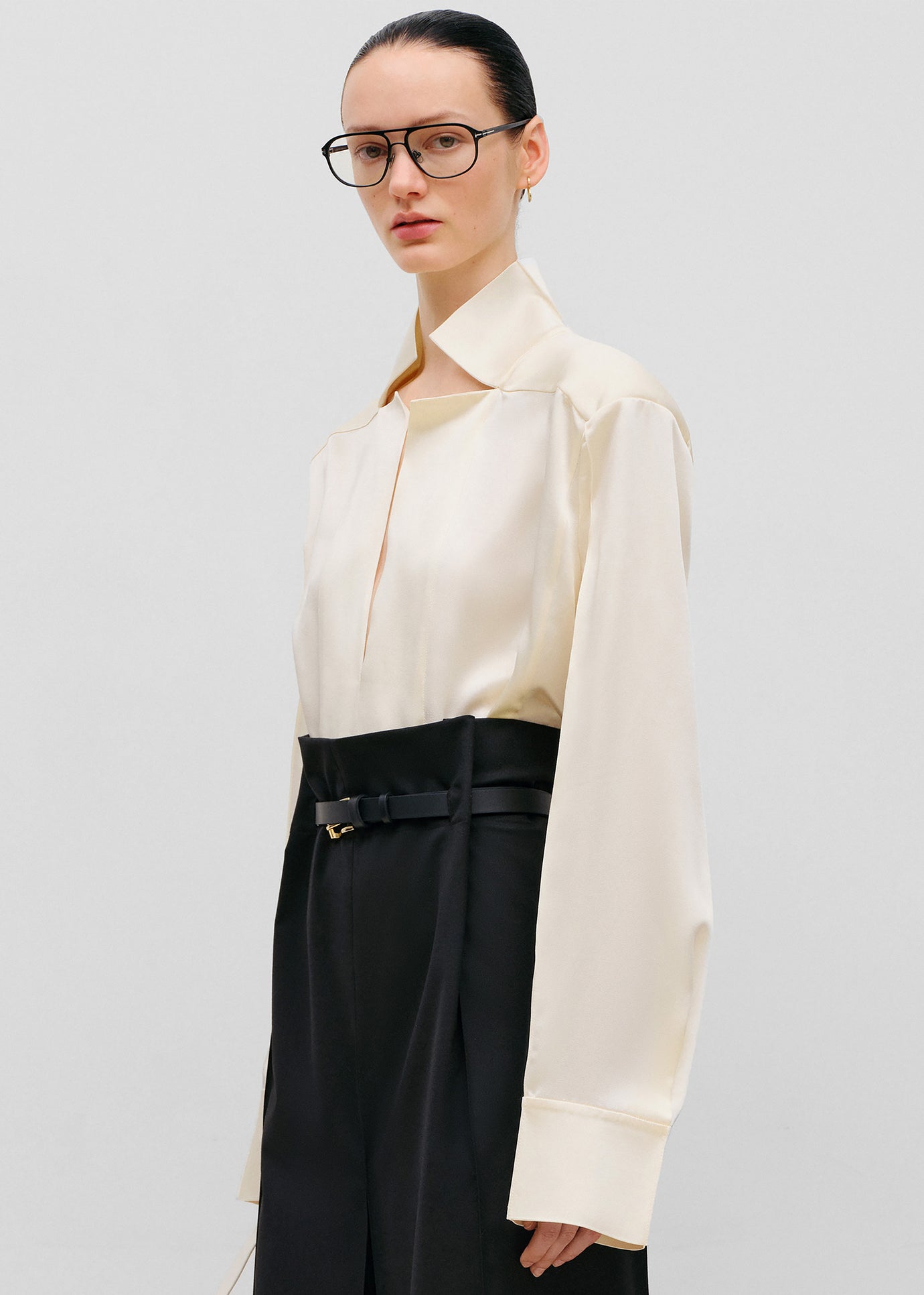 Bevza Stand-Collar Blouse - Vanilla - 1