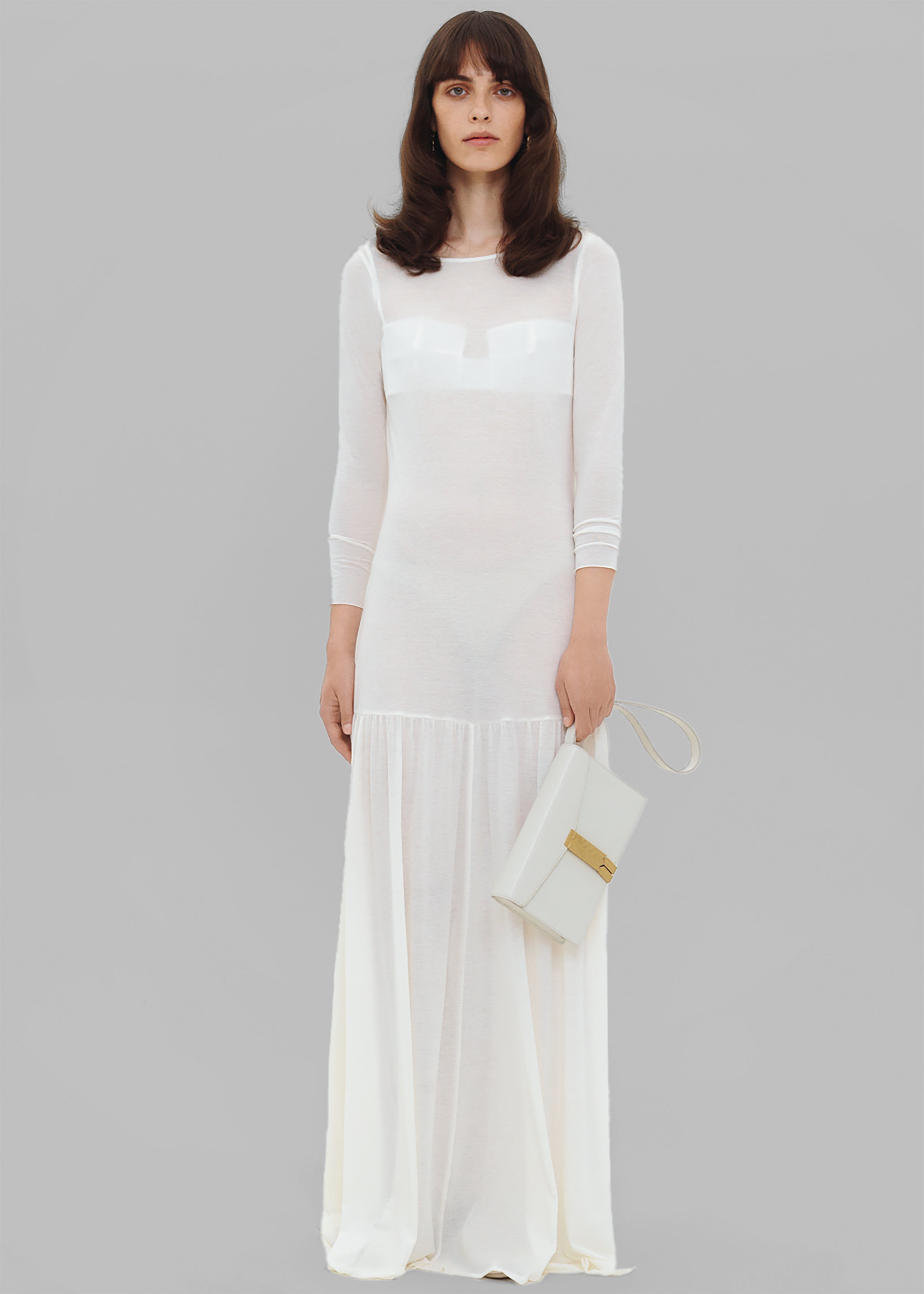 Bevza Transparent Long Dress - Ivory - 1