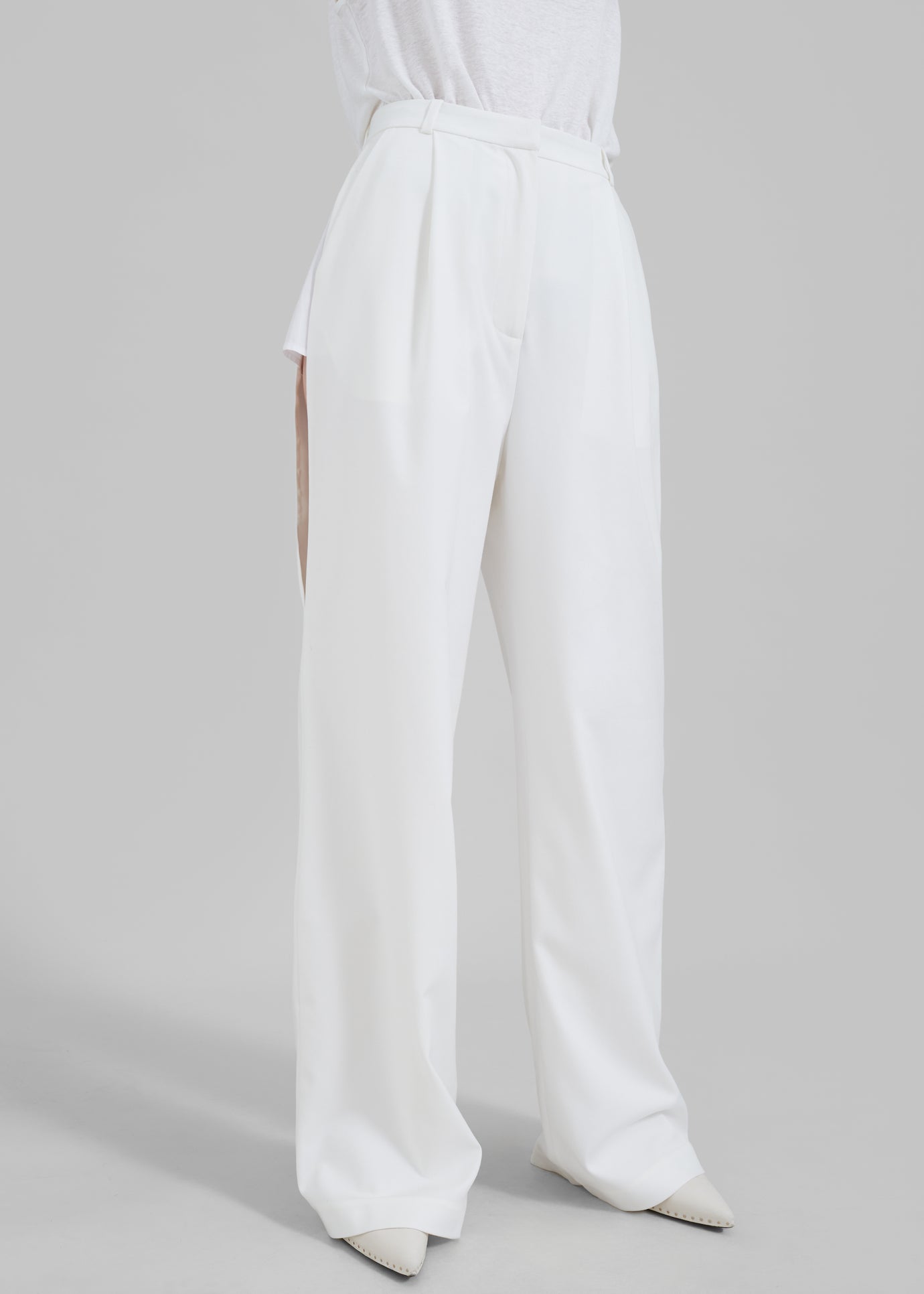 Bevza Trousers With Slits - Ivory - 1