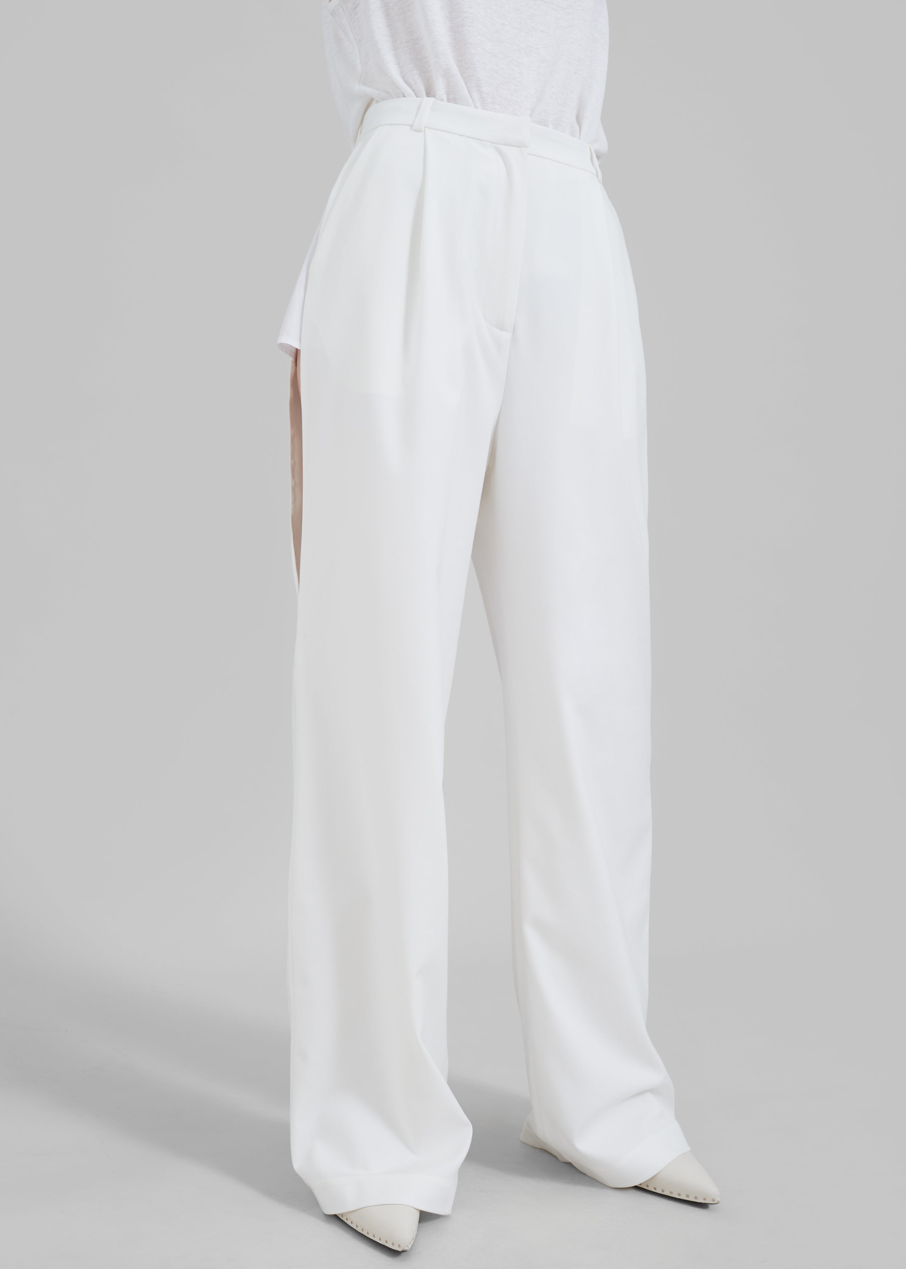 Bevza Trousers With Slits - Ivory - 2