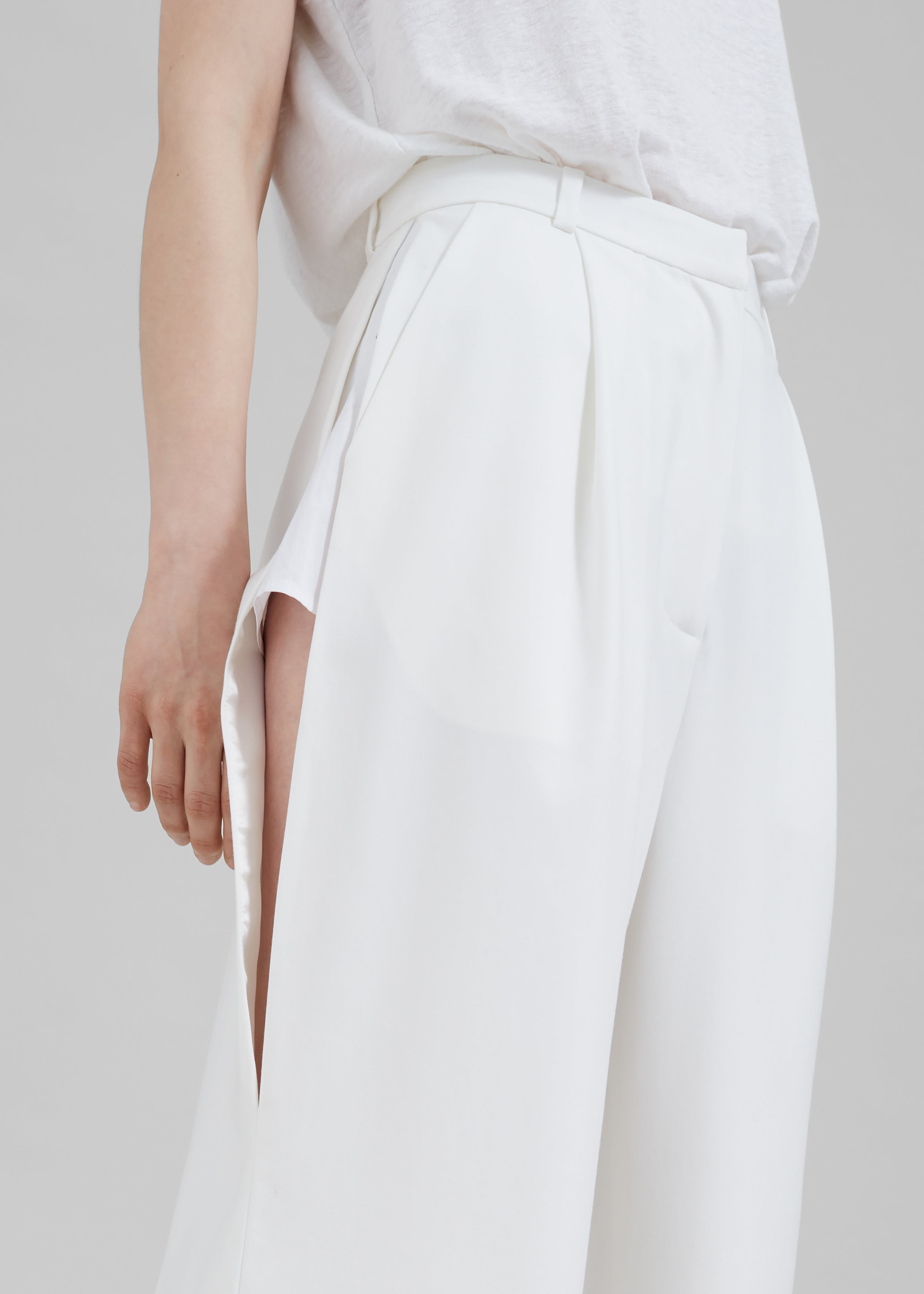 Bevza Trousers With Slits - Ivory - 3
