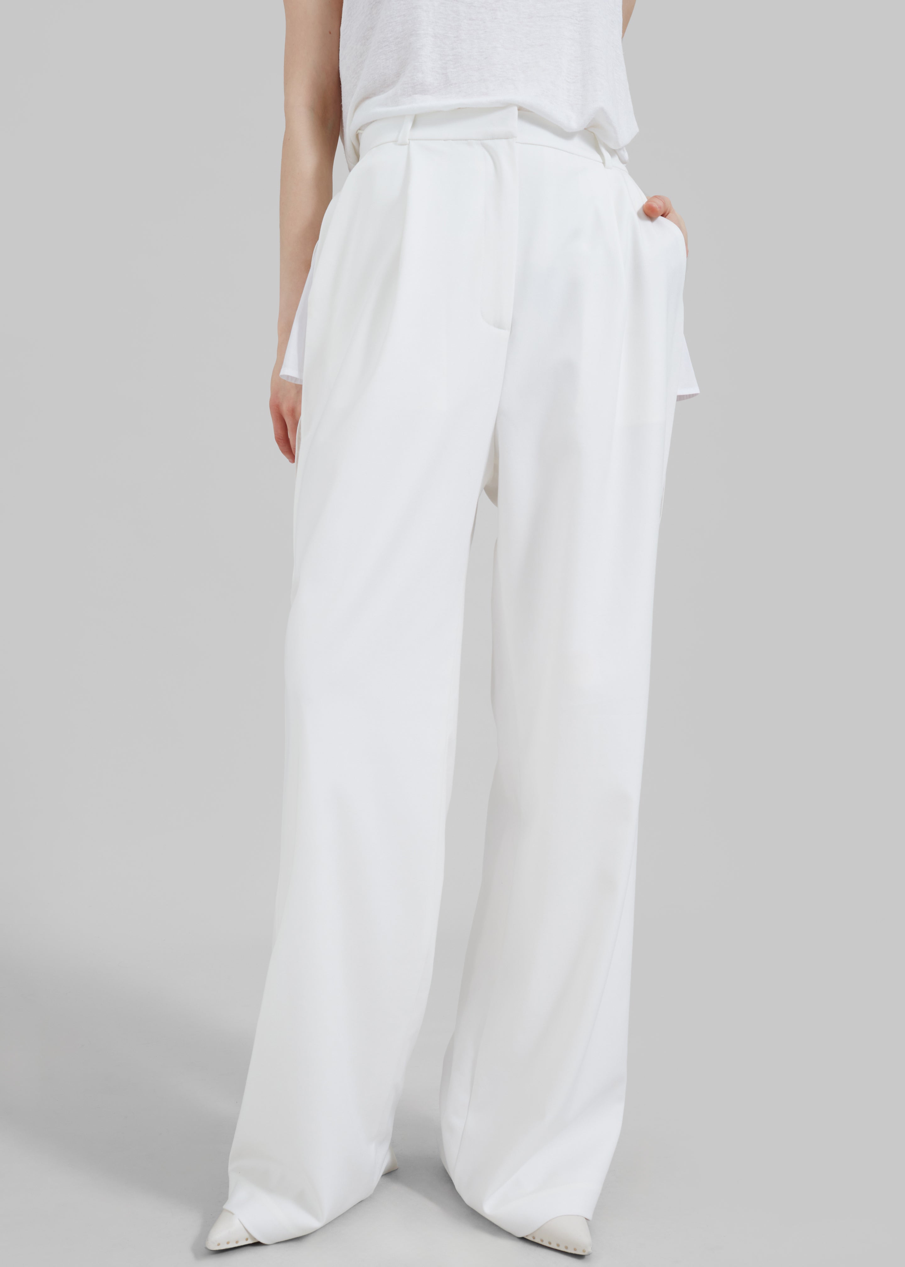 Bevza Trousers With Slits - Ivory - 4
