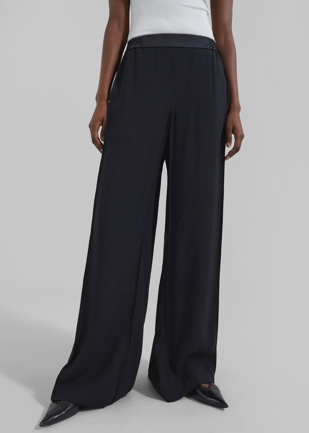 Bevza Wide-Leg Trousers - Black - 1