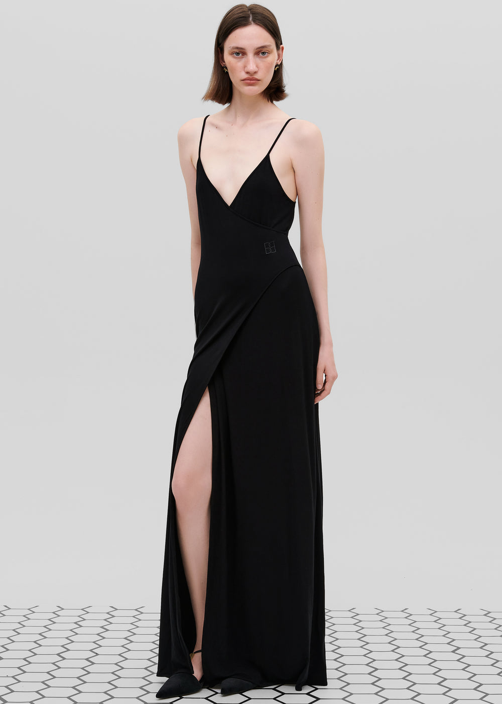 Bevza Wrap Sundress - Black