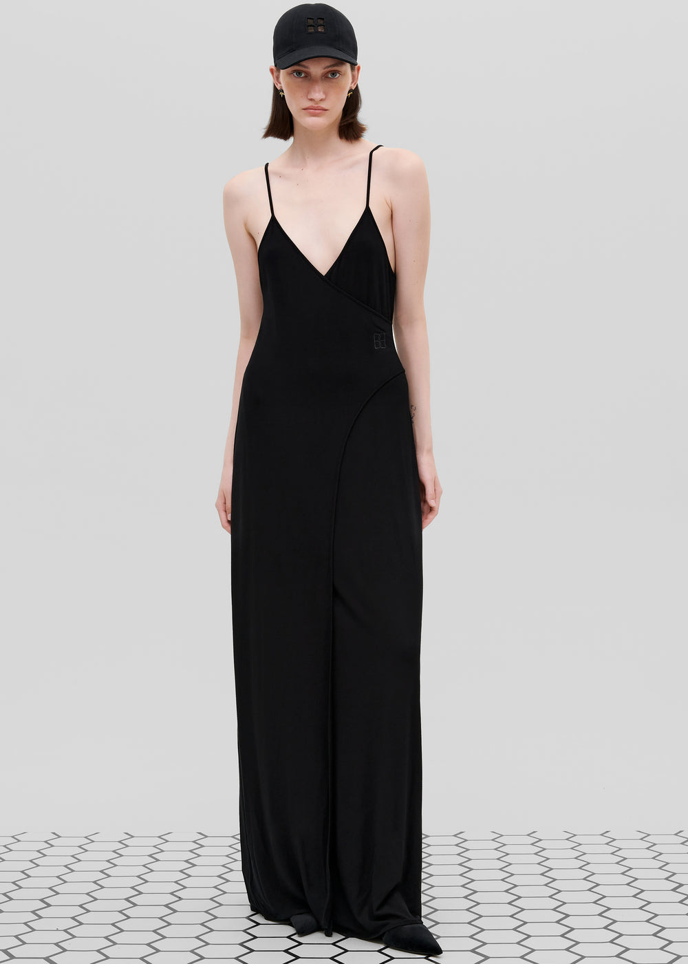 Bevza Wrap Sundress - Black - 1