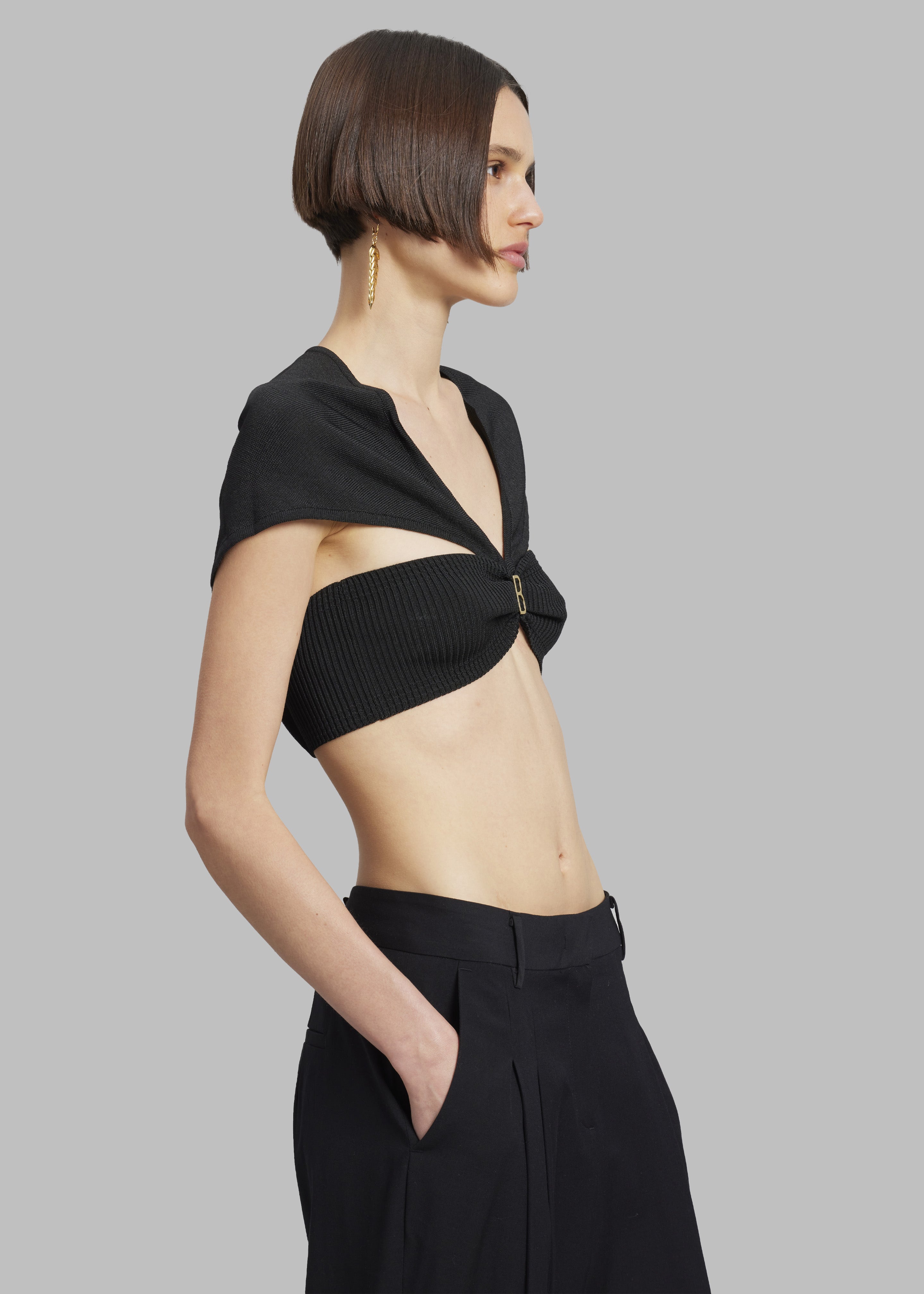 Bevza Crop-Top With Hustka - Black - 3