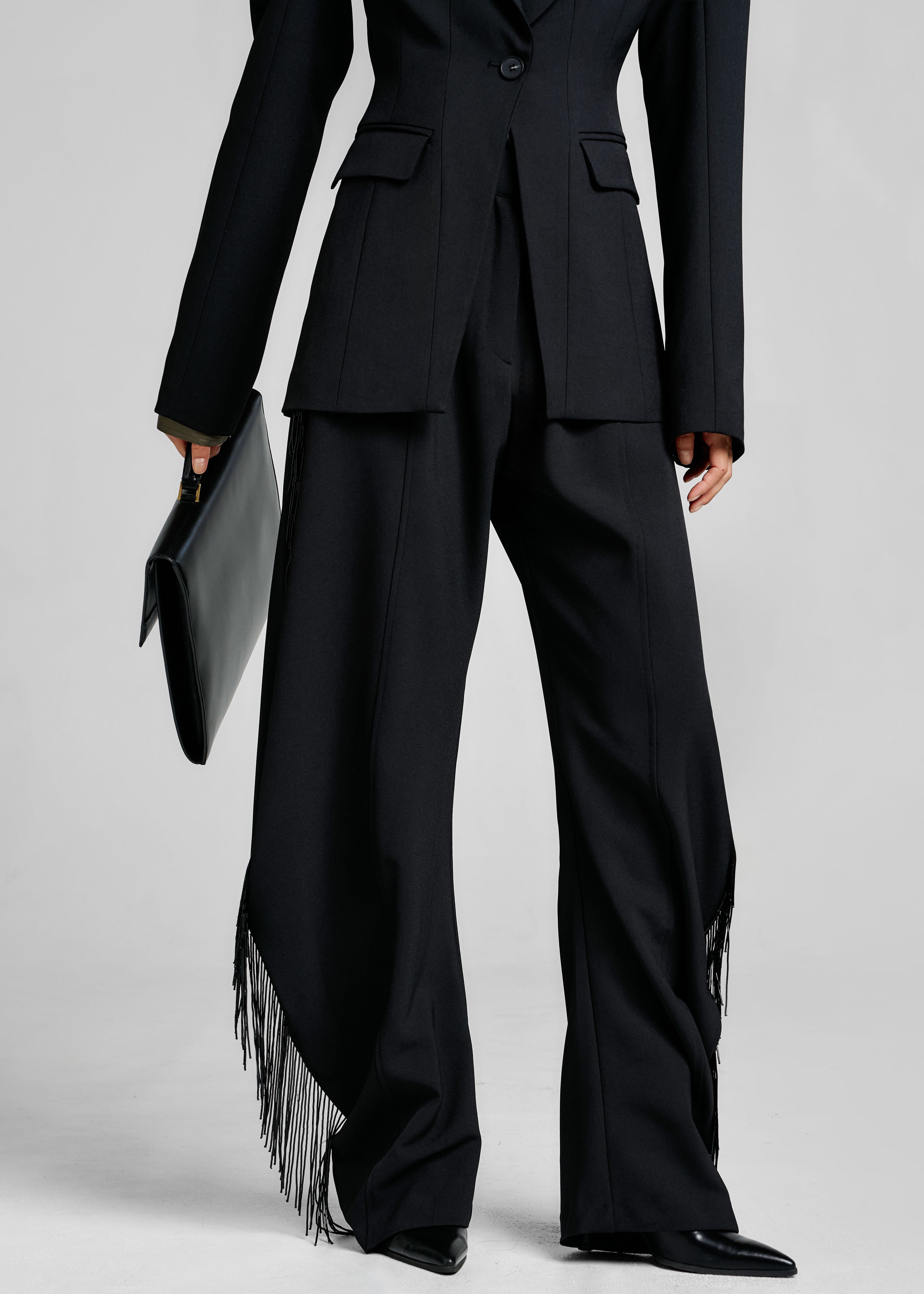Bianca Fringed Barrel Leg Pants - Black – The Frankie Shop