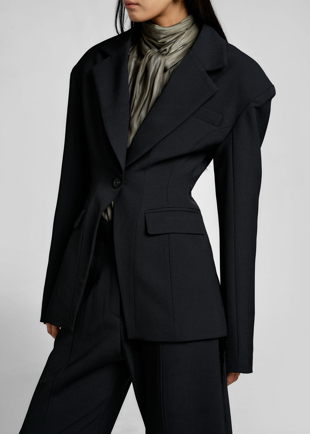 Bianca Hourglass Blazer - Black - 1