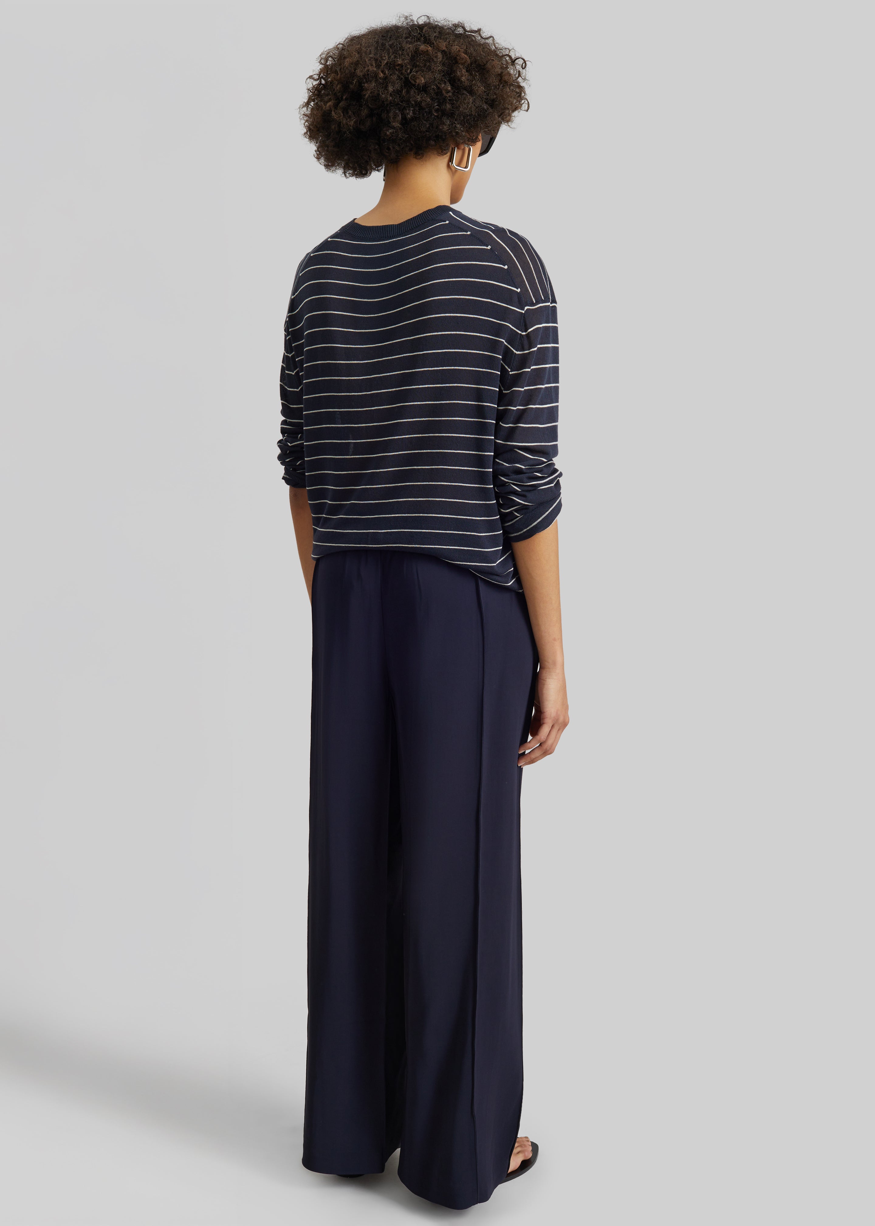 Biarritz Fine Knit Pullover - Navy/White Stripe - 8