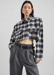Biasca Distressed Cropped Shirt - Black Plaid