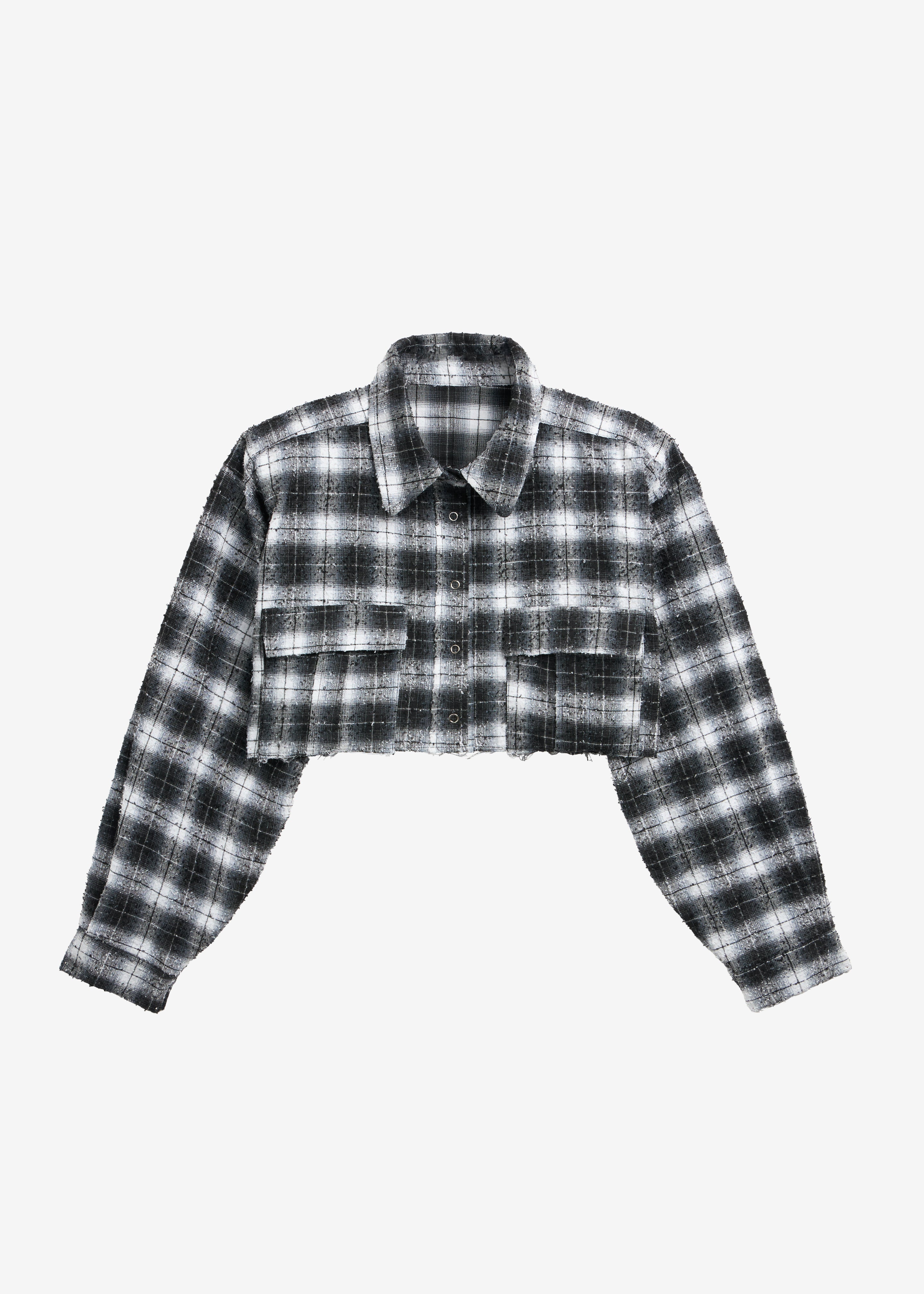 Biasca Distressed Cropped Shirt - Black Plaid – The Frankie Shop
