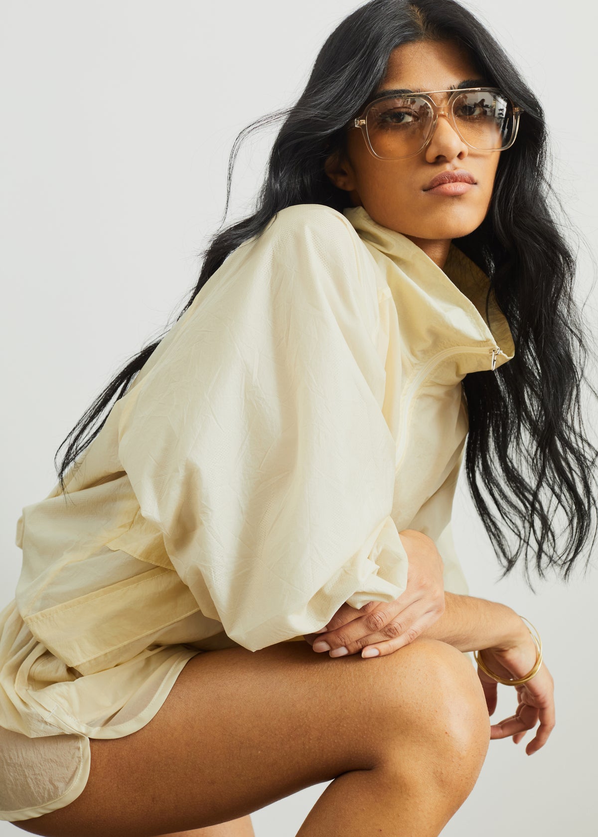 Bicos Sheer Track Jacket - Pale Yellow - 7