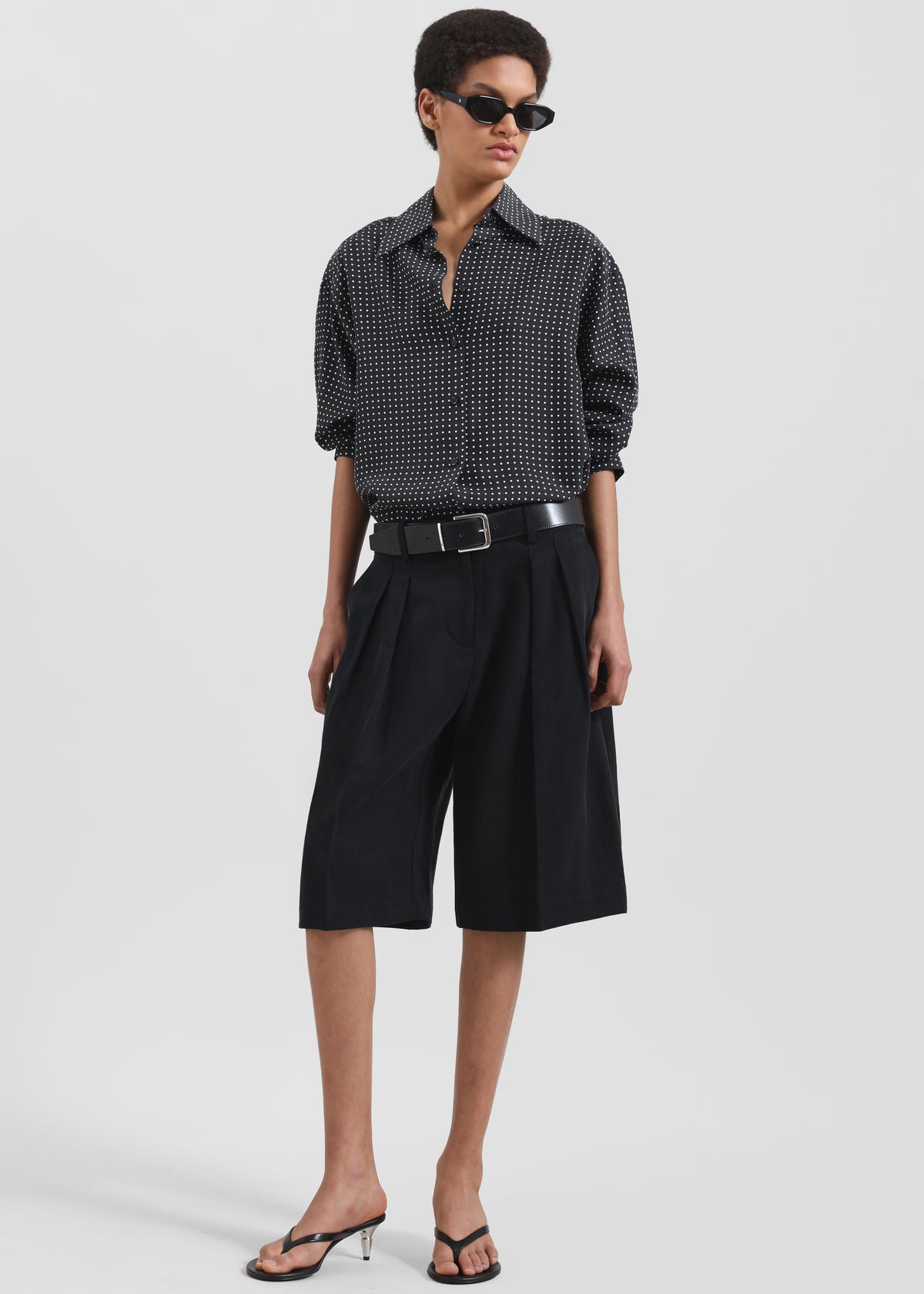 Bilbao Pleated Linen Bermuda Shorts - Black The Frankie Shop Bilbao Pleated Linen Bermuda Shorts - Black The Frankie Shop