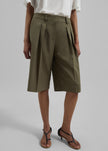 Bilbao Pleated Bermuda Shorts - Khaki