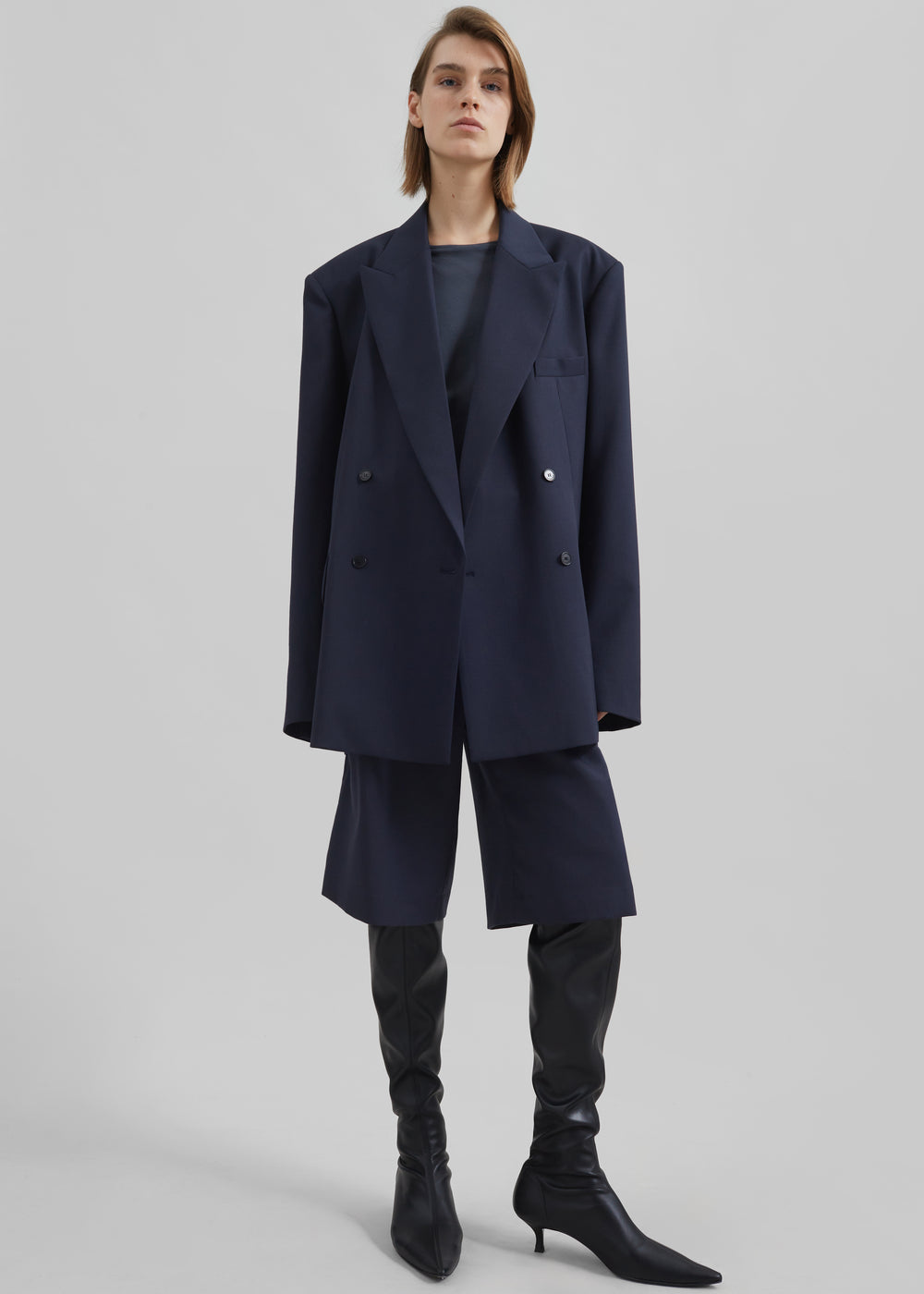 Bilbao Pleated Bermuda Shorts - Navy