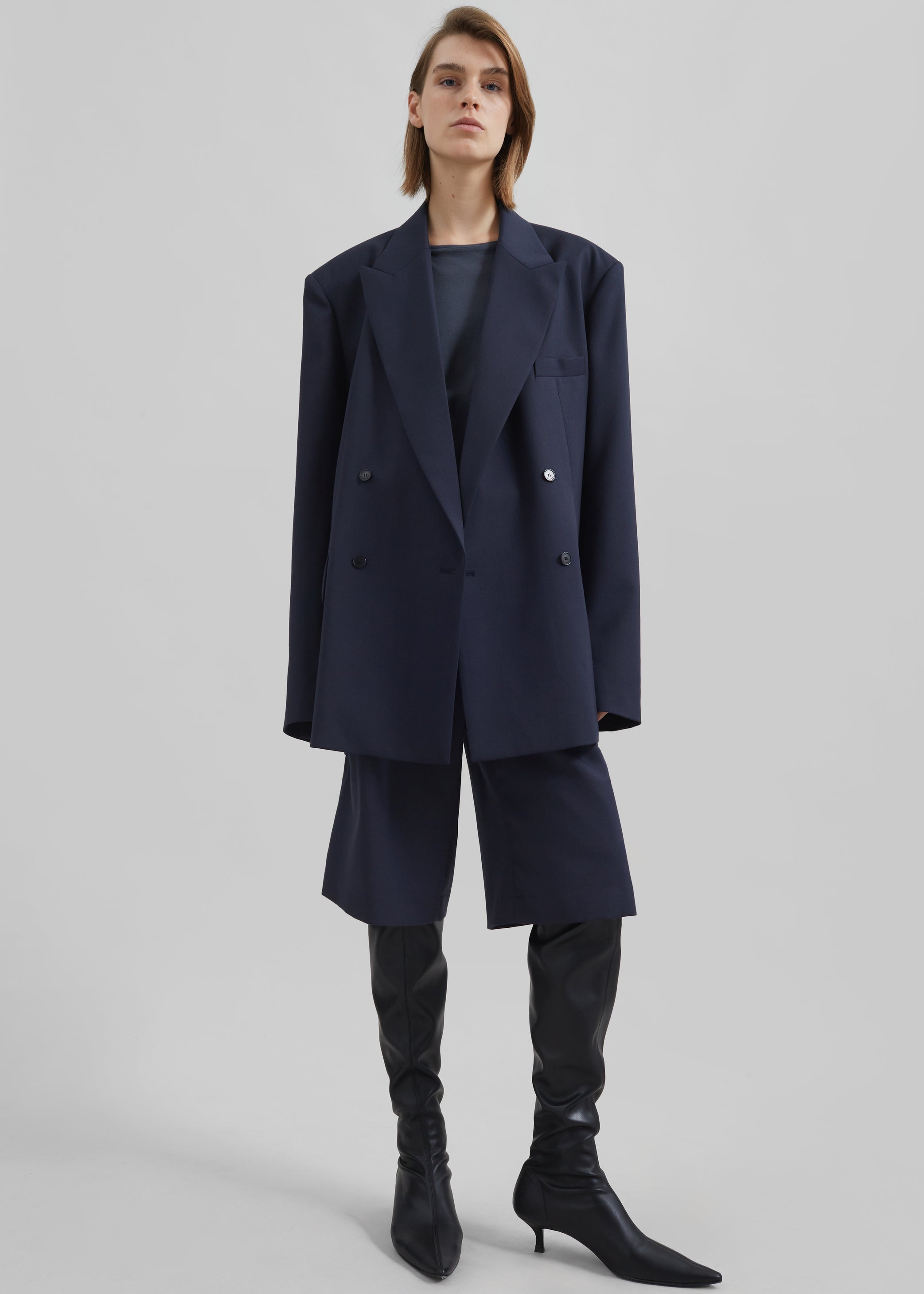 Shop the look image for Bilbao Pleated Bermuda Shorts - Navy