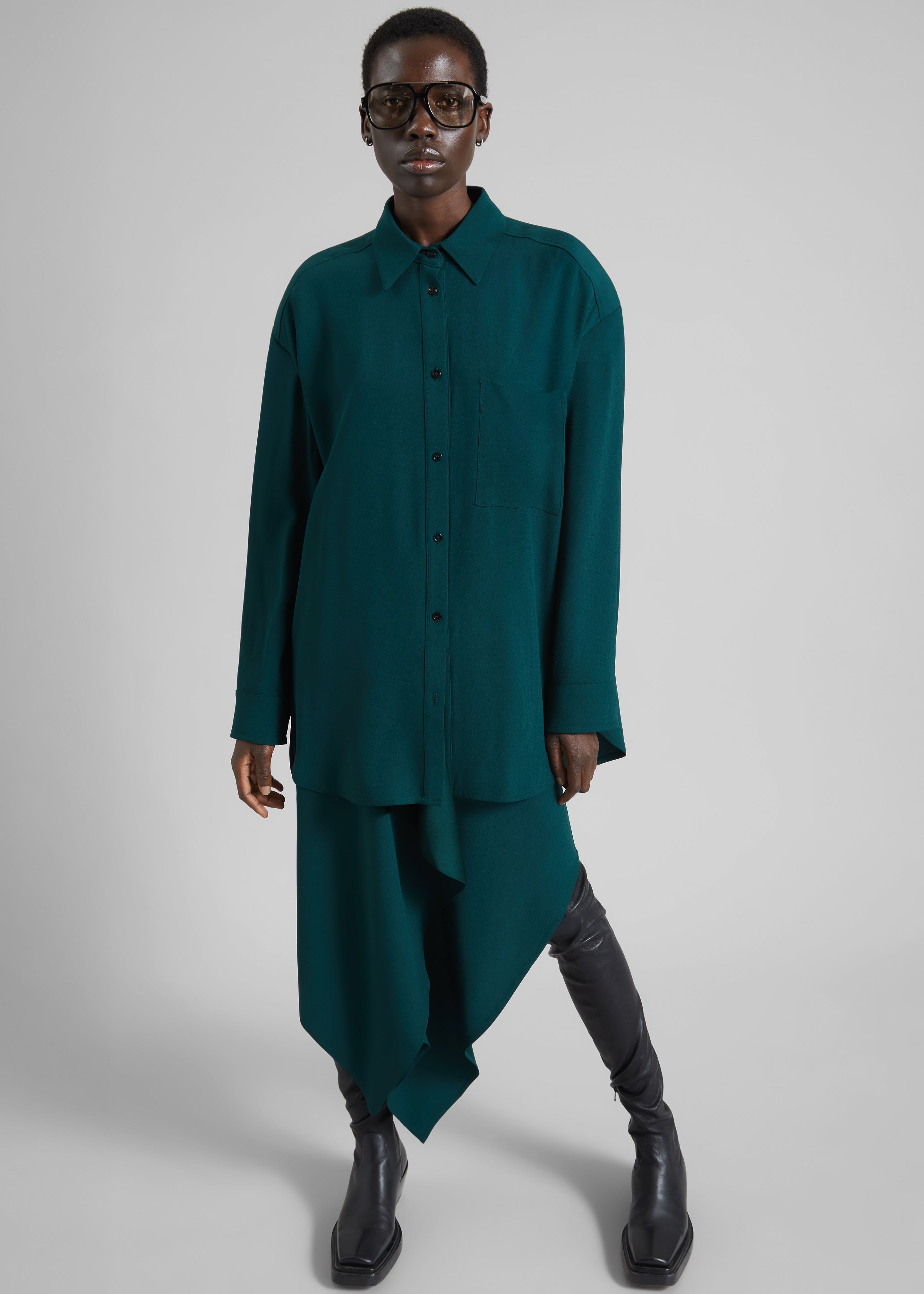 Bina Padded Shirt - Bottle Green - 4
