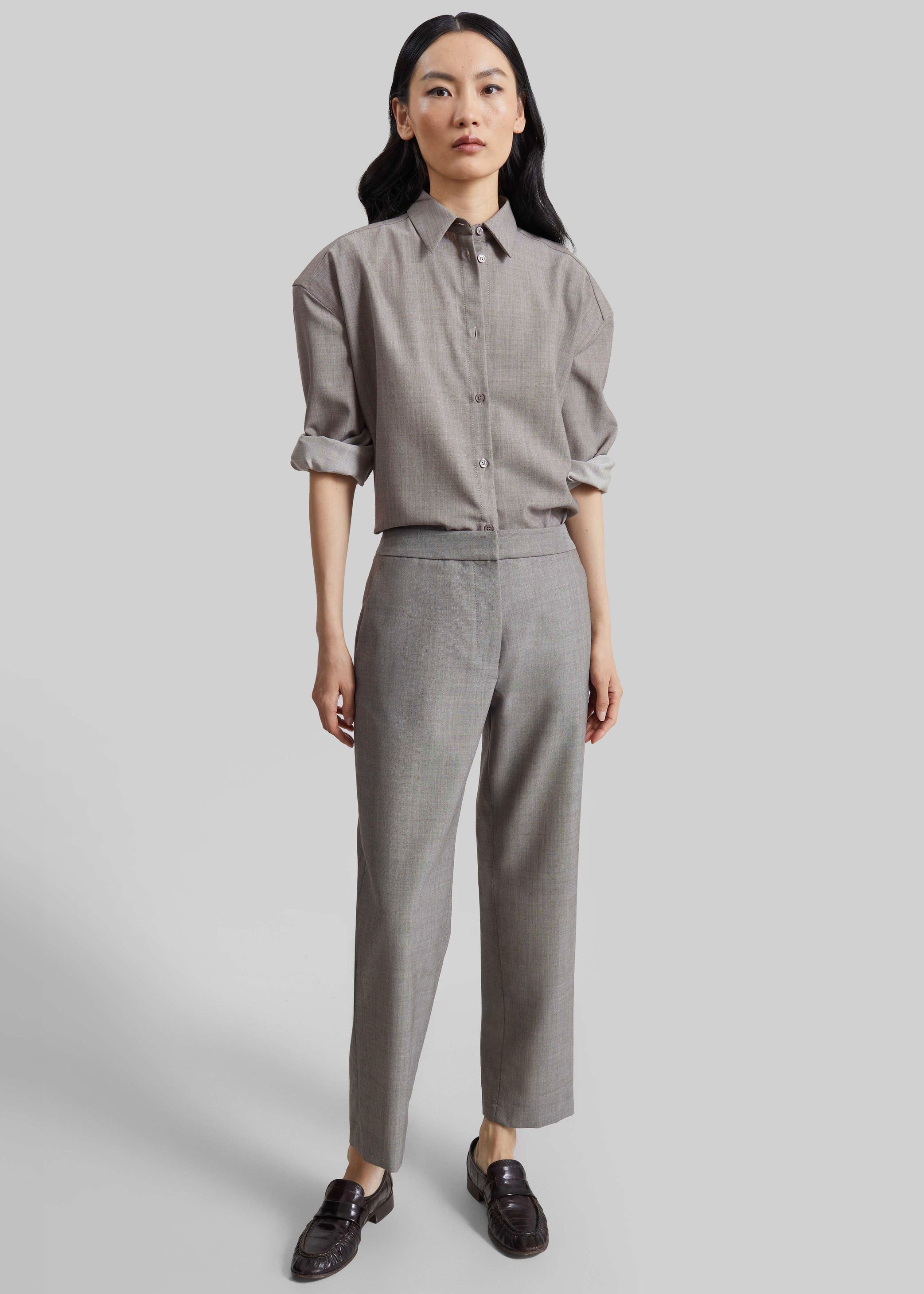 Shop the look image for Bina Wool Padded Shirt - Light Taupe Melange
