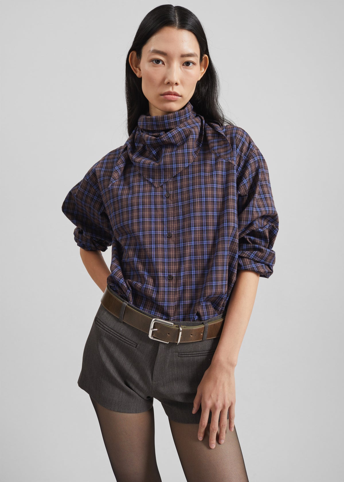 Bitry Scarf Shirt - Brown Plaid - 6