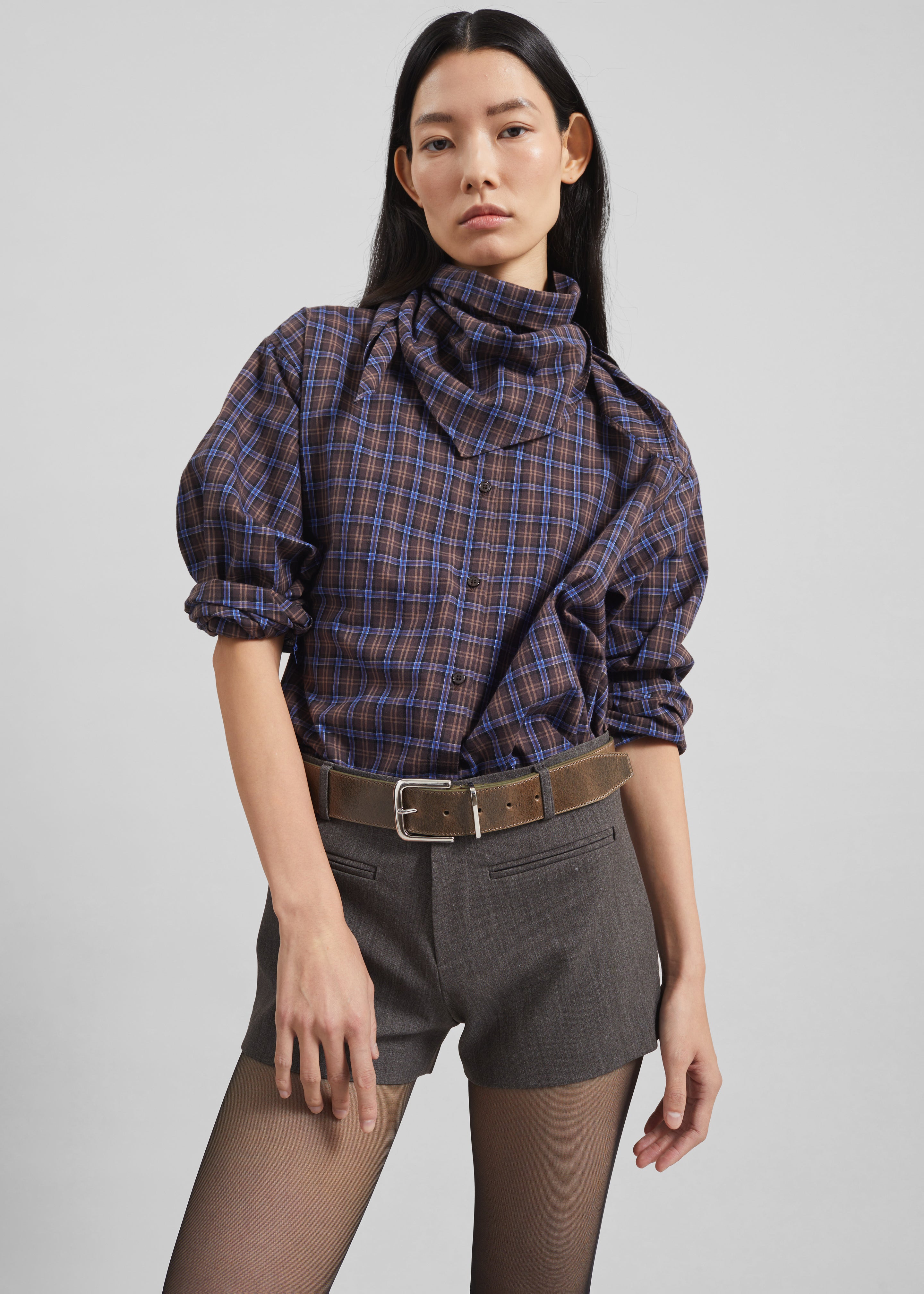 Bitry Scarf Shirt - Brown Plaid – The Frankie Shop