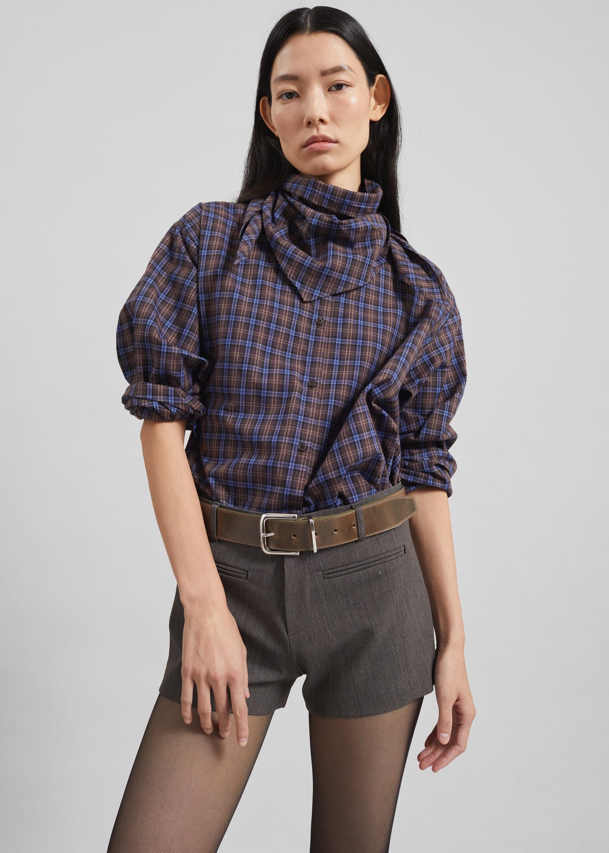 Bitry Scarf Shirt - Brown Plaid - 8