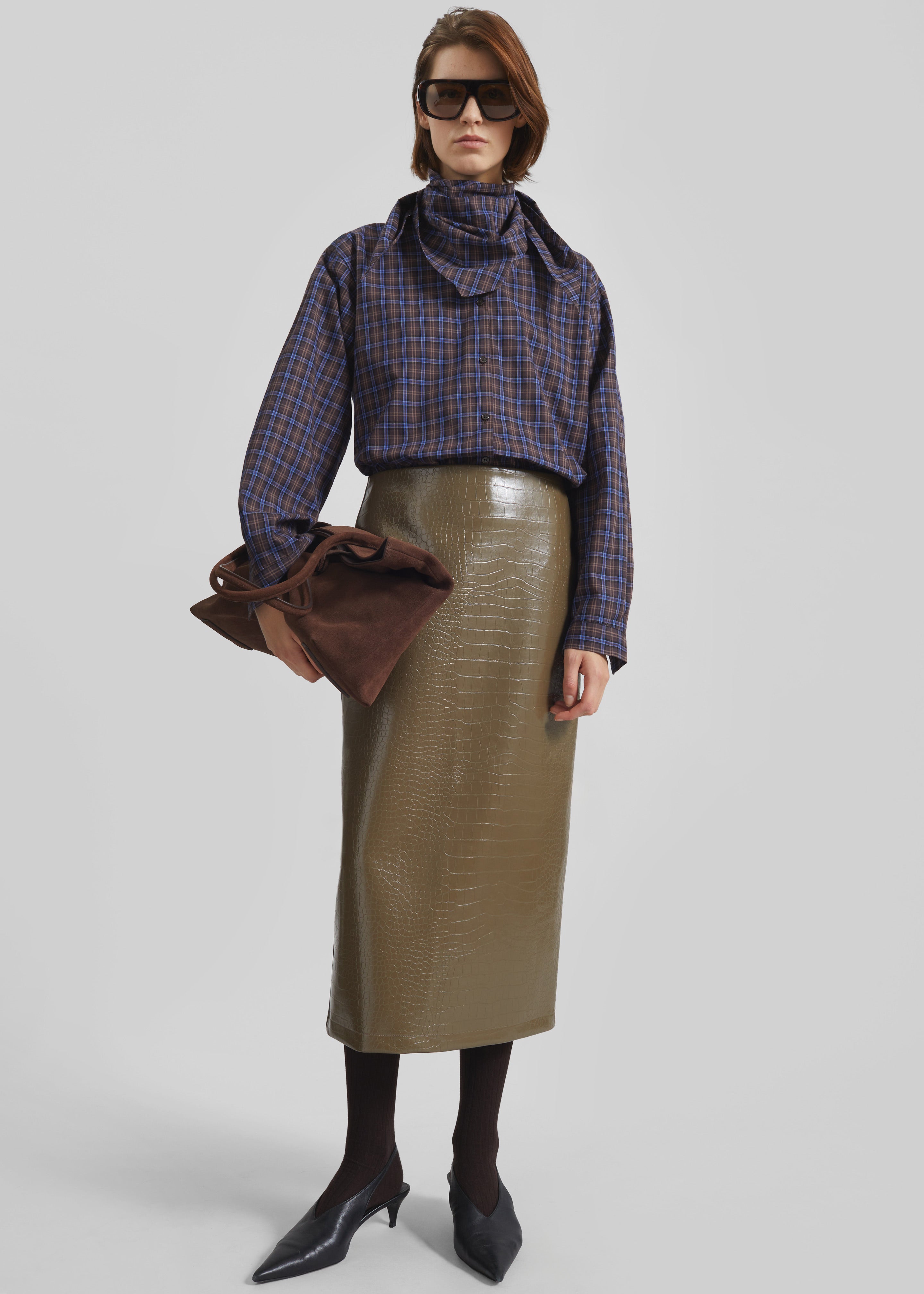 Bitry Scarf Shirt - Brown Plaid - 7