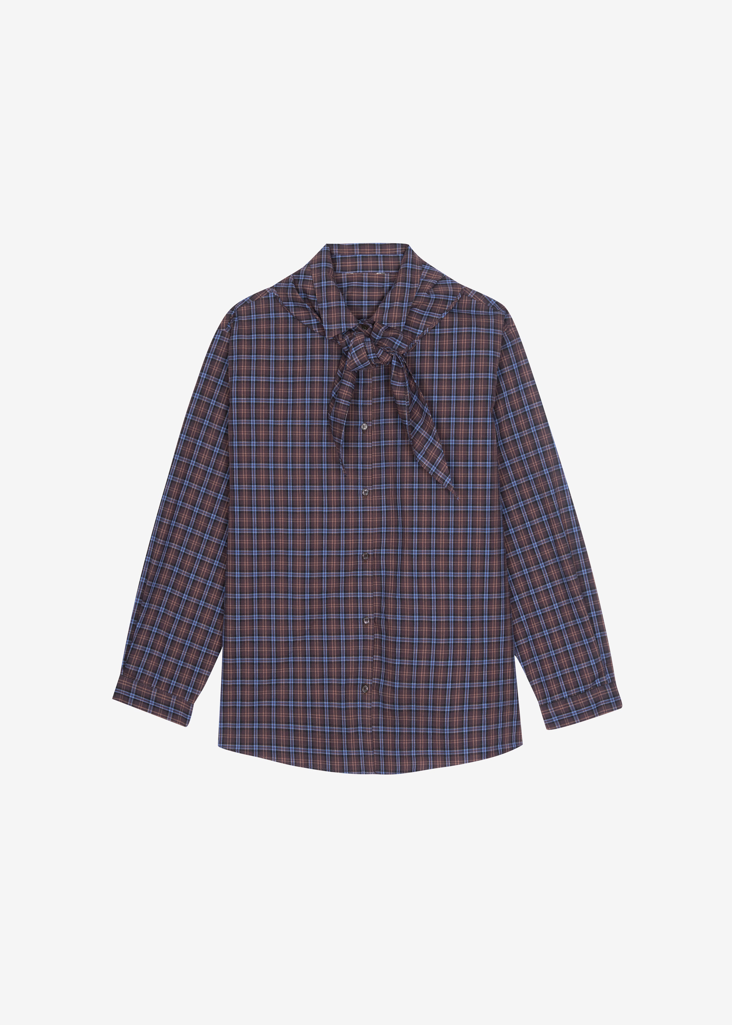 シャツ kudos scarf shirts 2018aw Bitry Scarf Shirt - Brown Plaid – The Frankie Shop