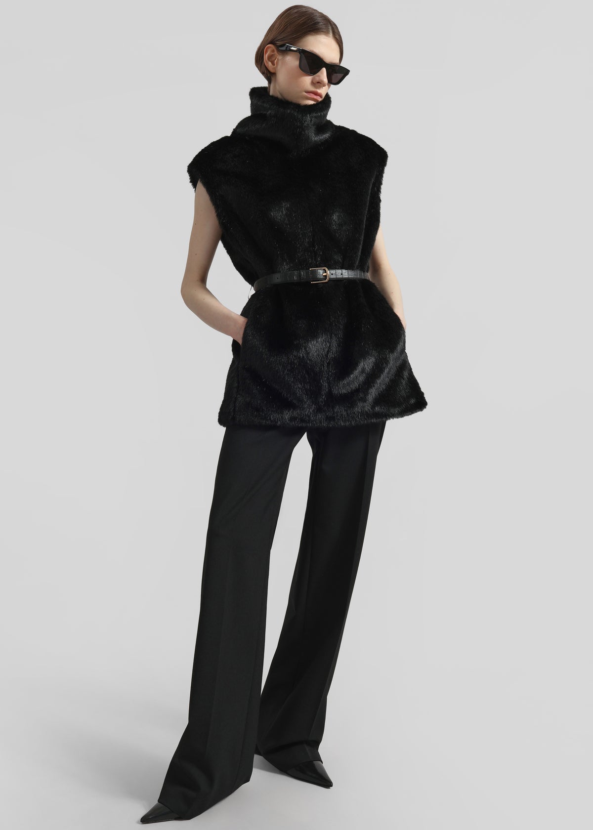 Blaire Funnel Neck Top - Black - 1