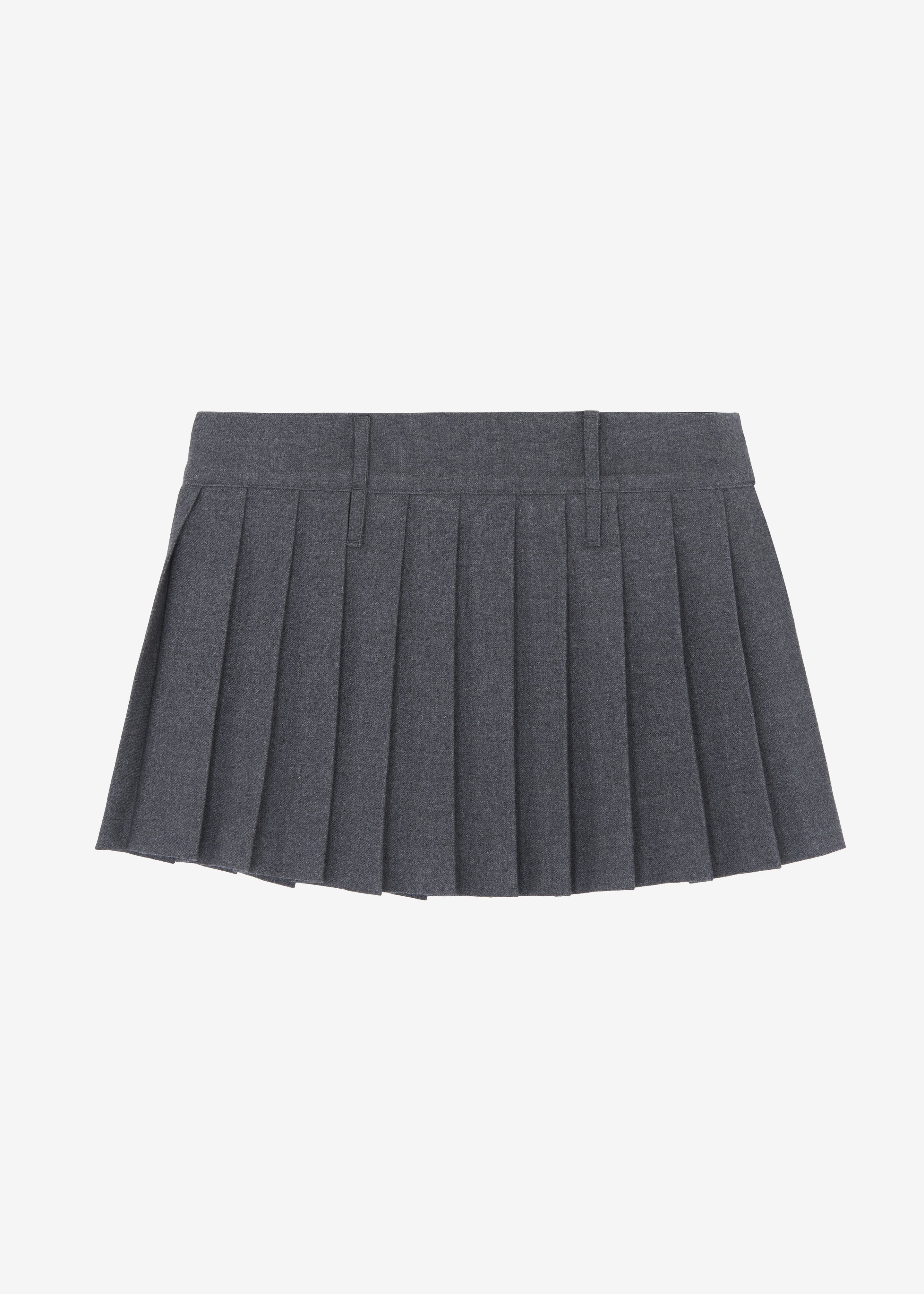 Wednesday Belted Pleated Skirt - Dark Grey Melange