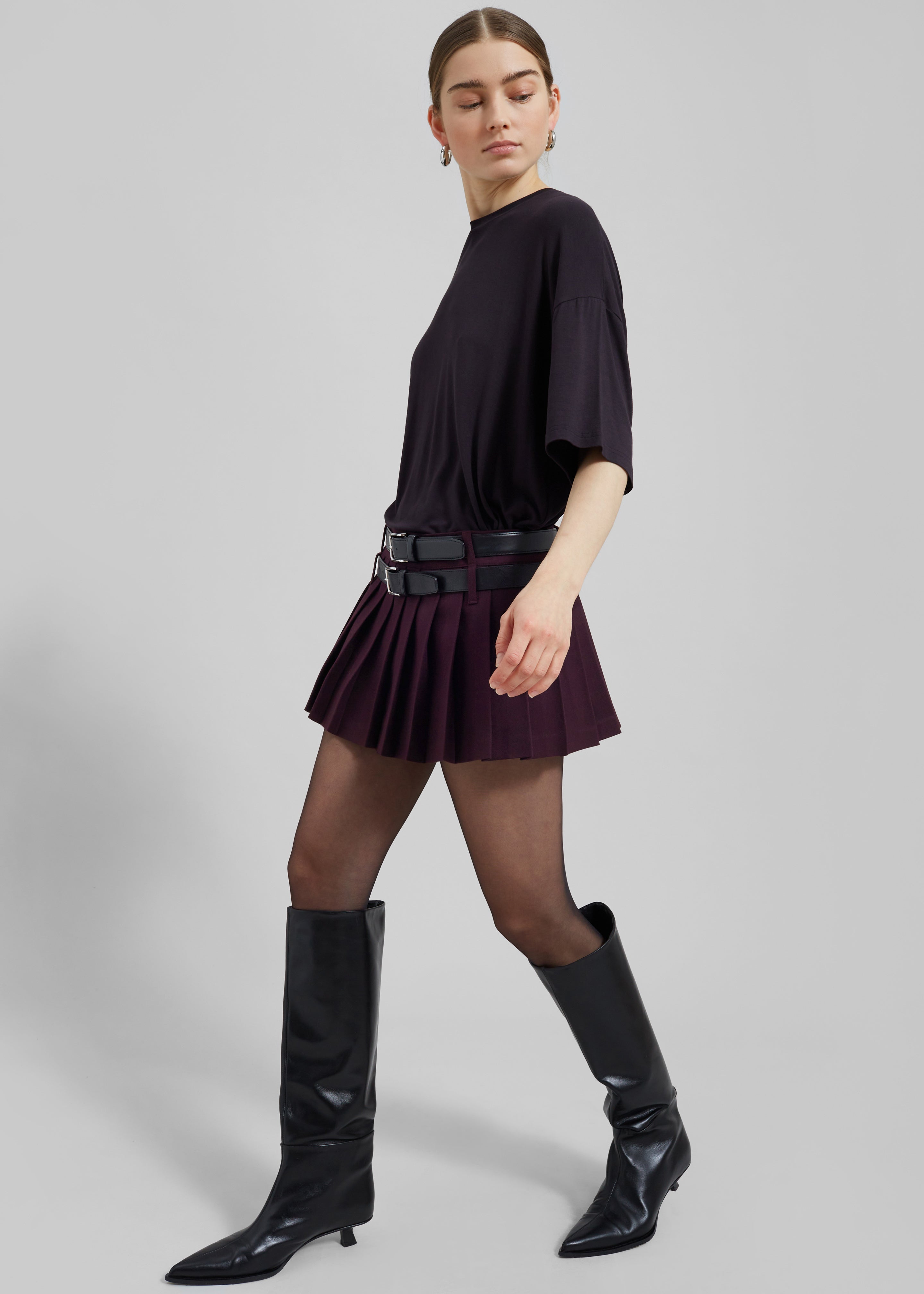 Blake Mini Pleated Skirt - Burgundy - 6