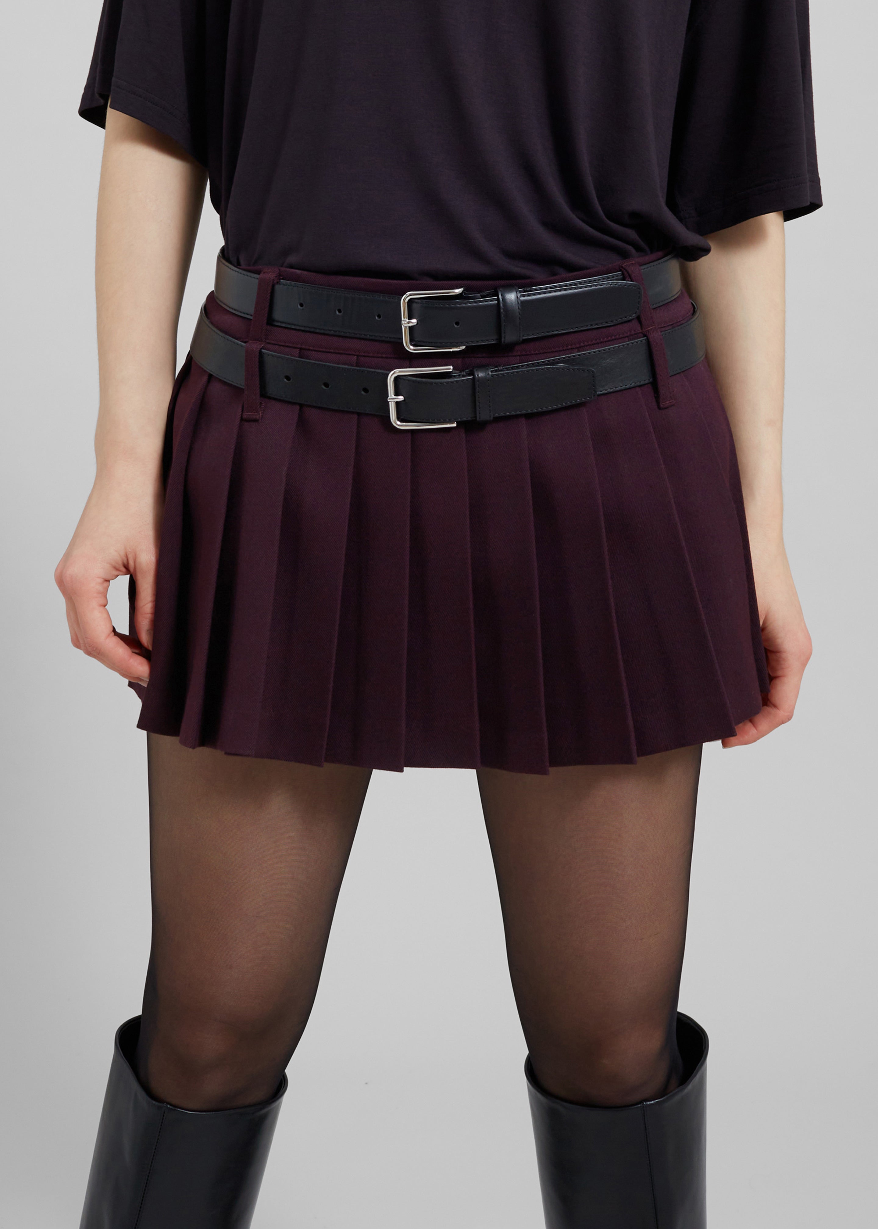 Blake Mini Pleated Skirt - Burgundy - 4