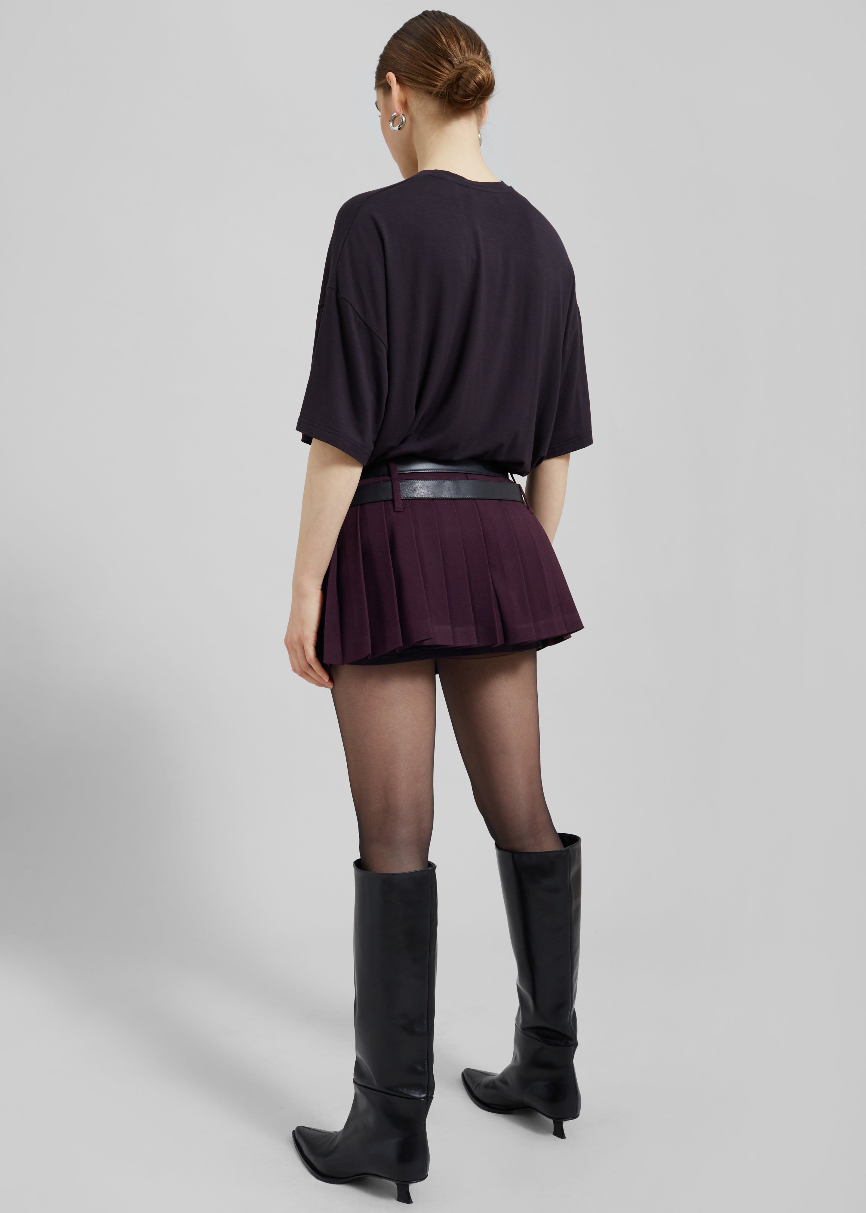 Blake Mini Pleated Skirt - Burgundy - 9