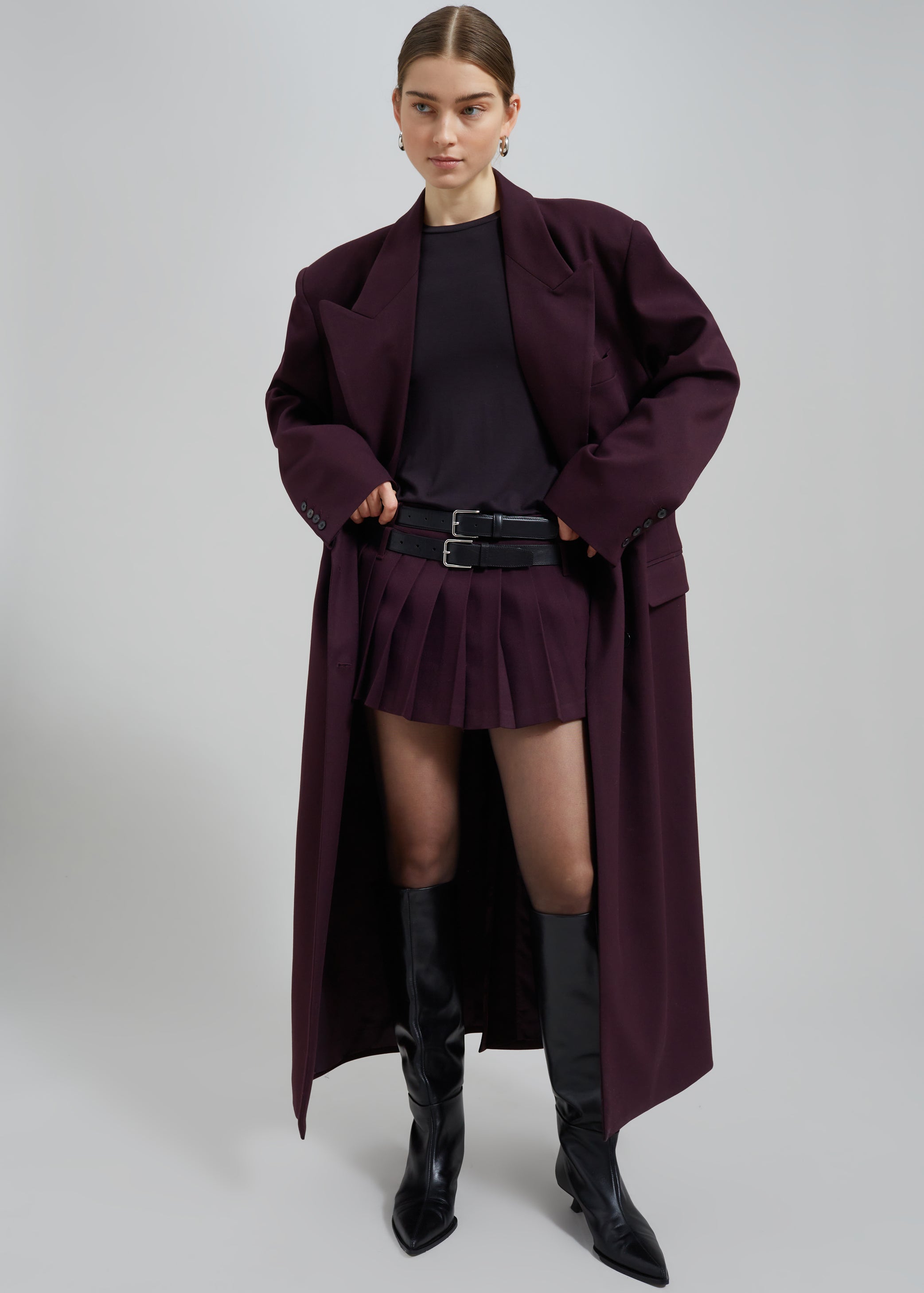 Shop the look image for Blake Mini Pleated Skirt - Burgundy
