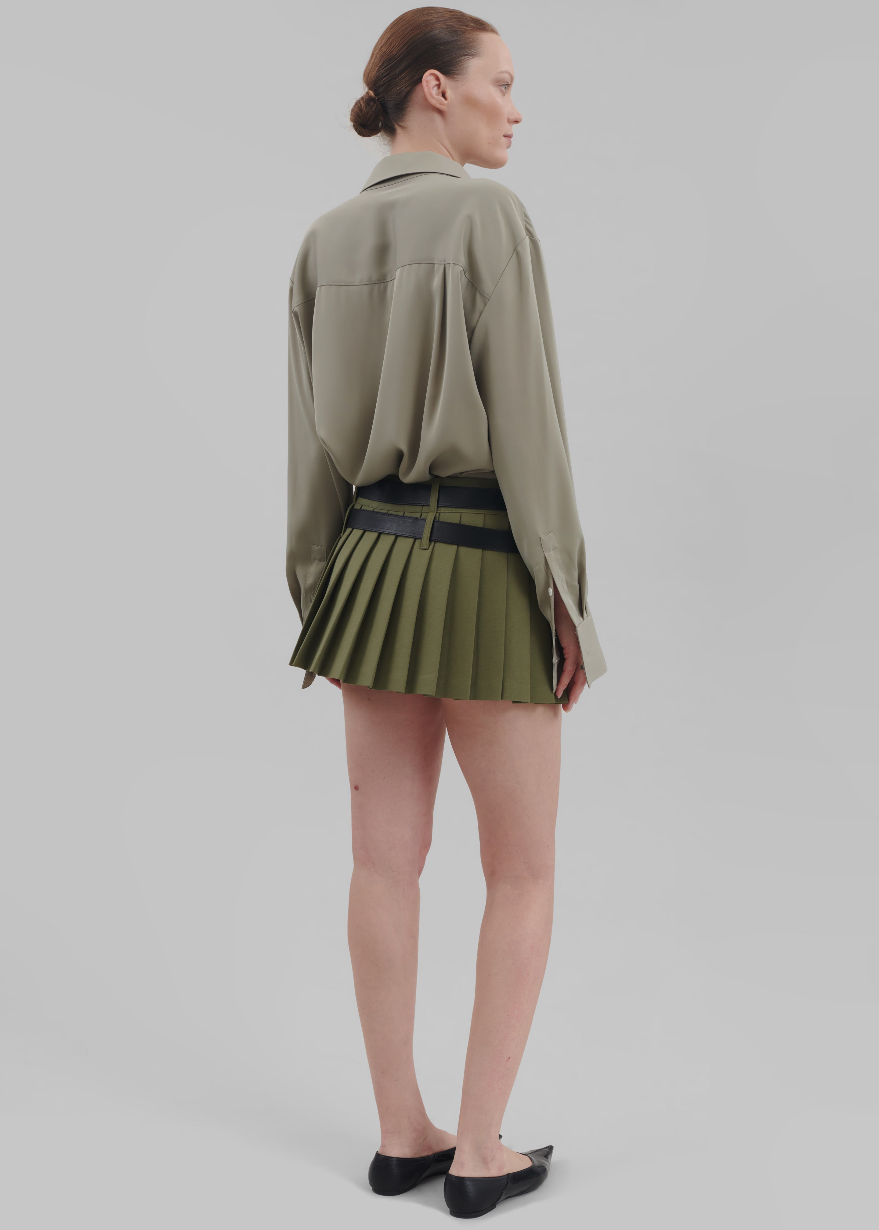 Blake Mini Pleated Skirt - Khaki - 7