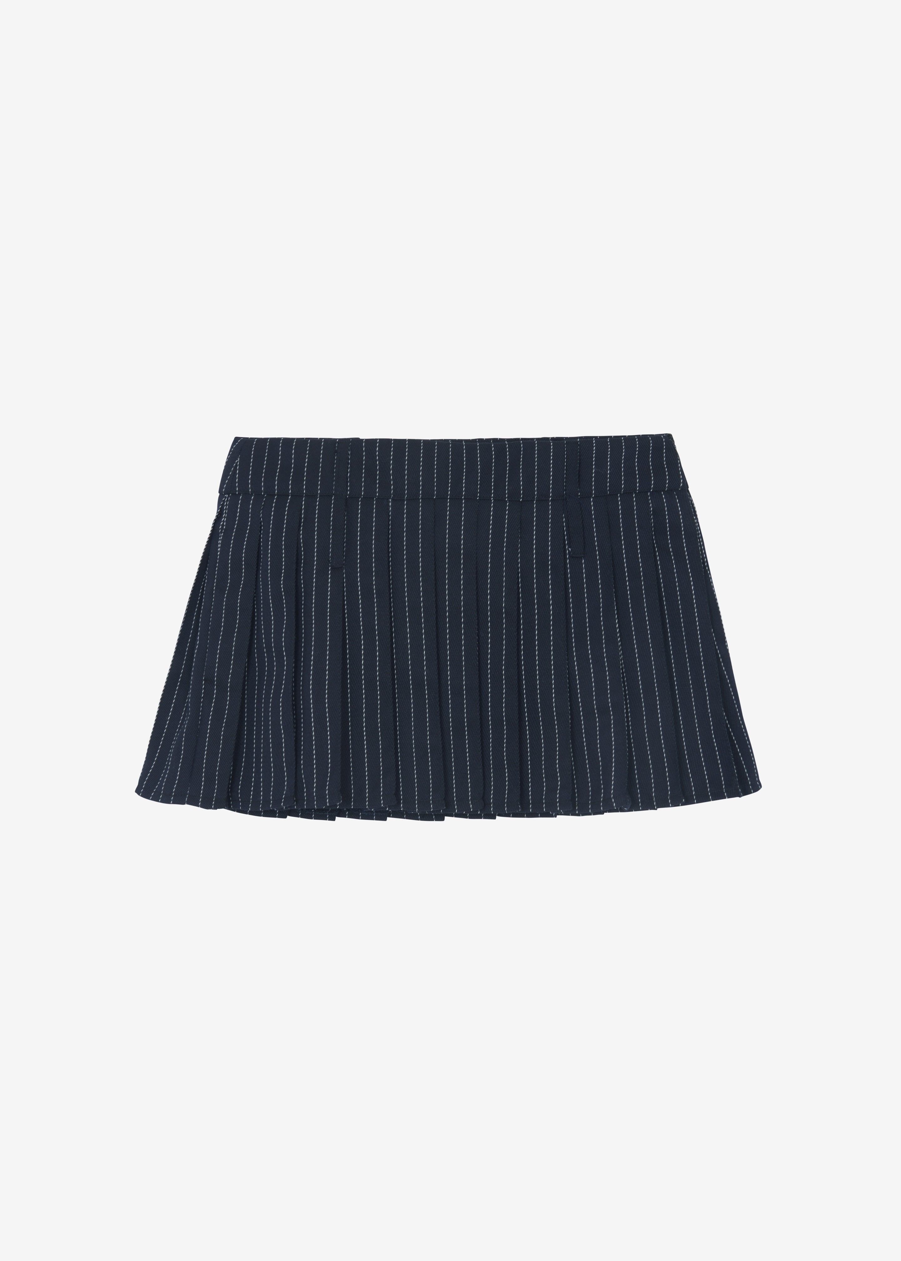 Blake Pleated Twill Mini Skirt - Navy/White Pinstripe - 10