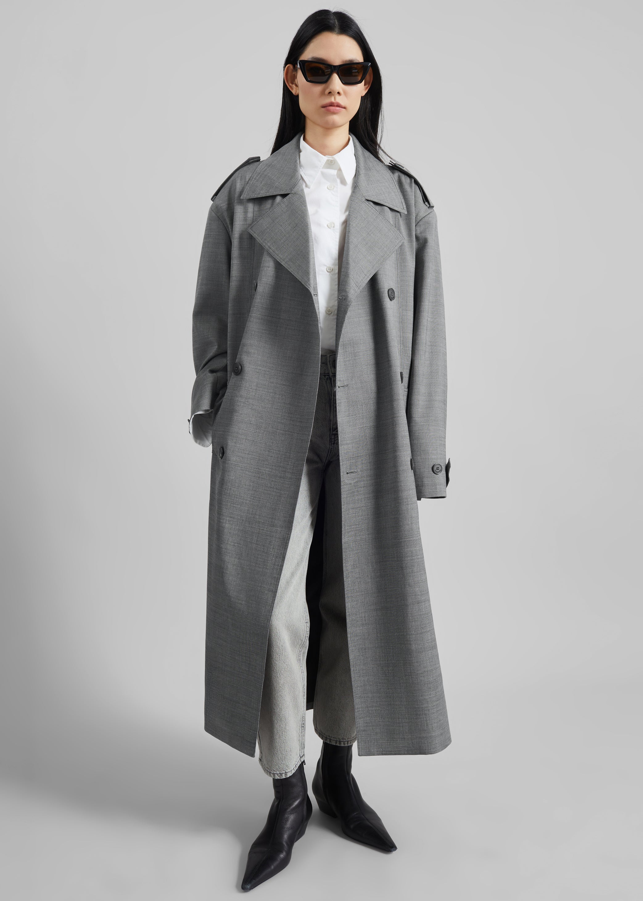 Shop the look image for Bleecker Trench Coat - Grey Melange